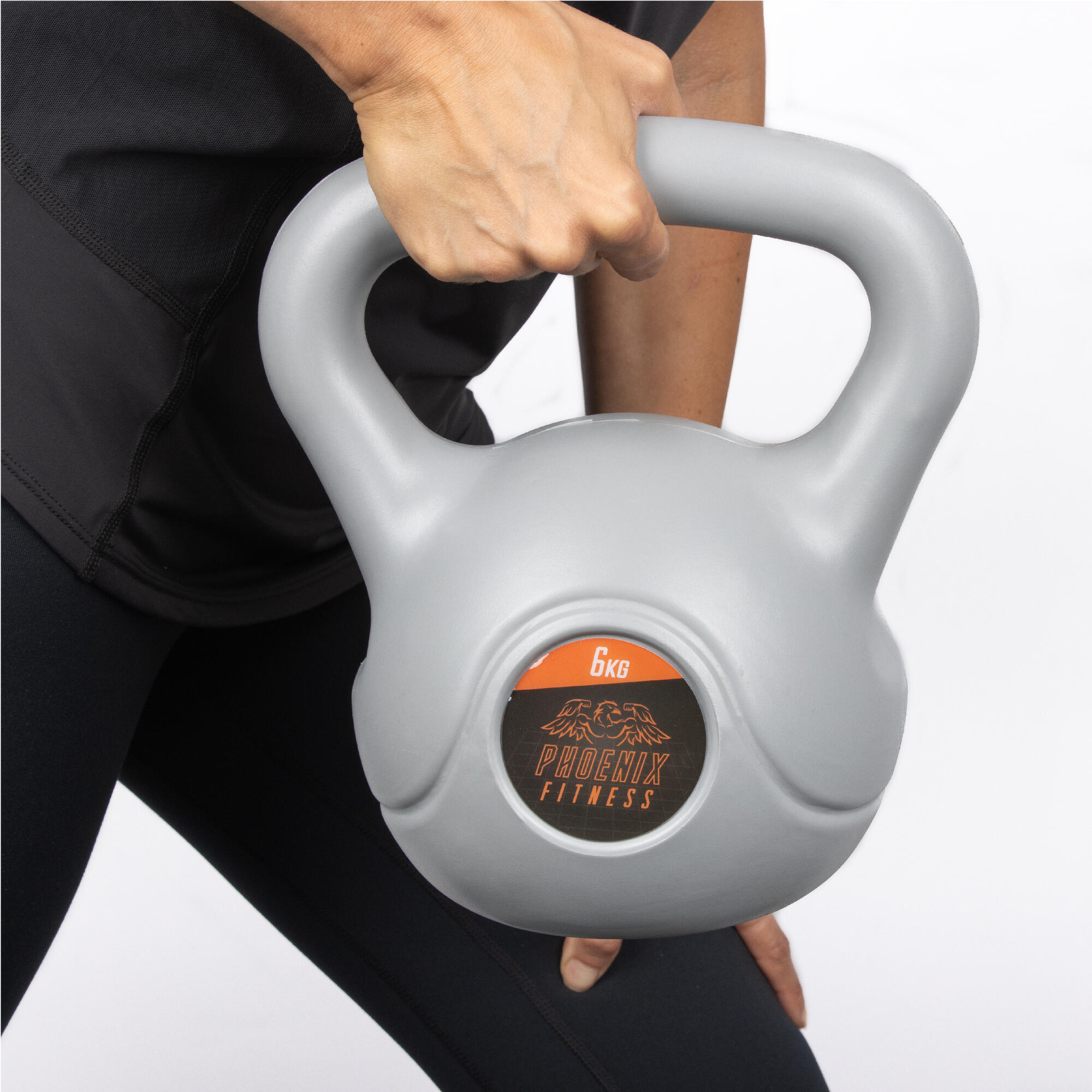 Kettlebell winylowy Phoenix Fitness 6 kg szeroki uchwyt 3/7