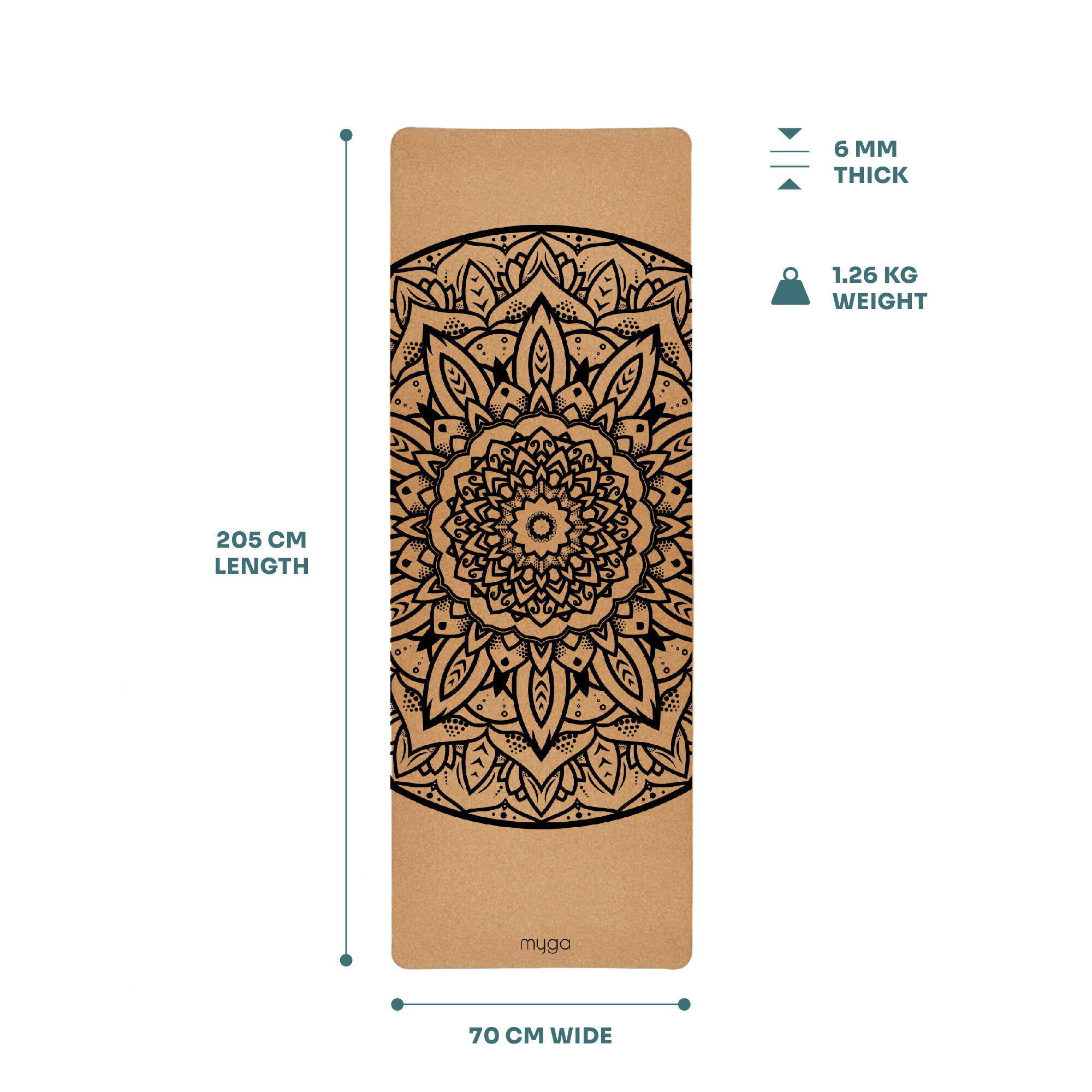 Extra große Kork-Yogamatte - Mandala 6/7