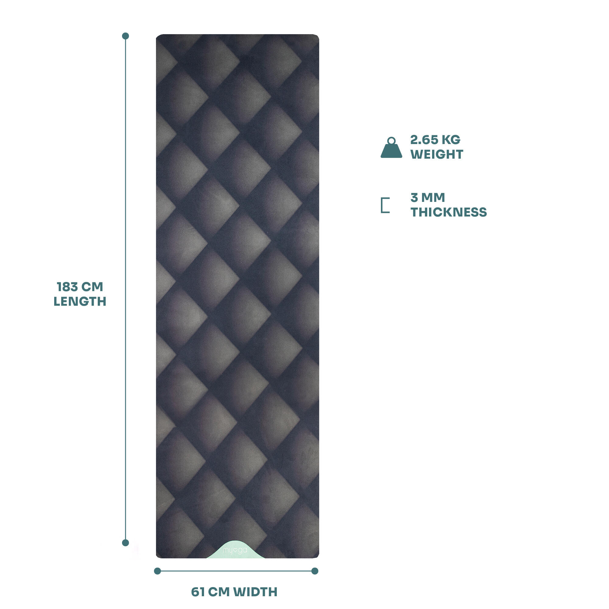 Myga Black Luxurious Vegan Suede Yoga Mat 5/8