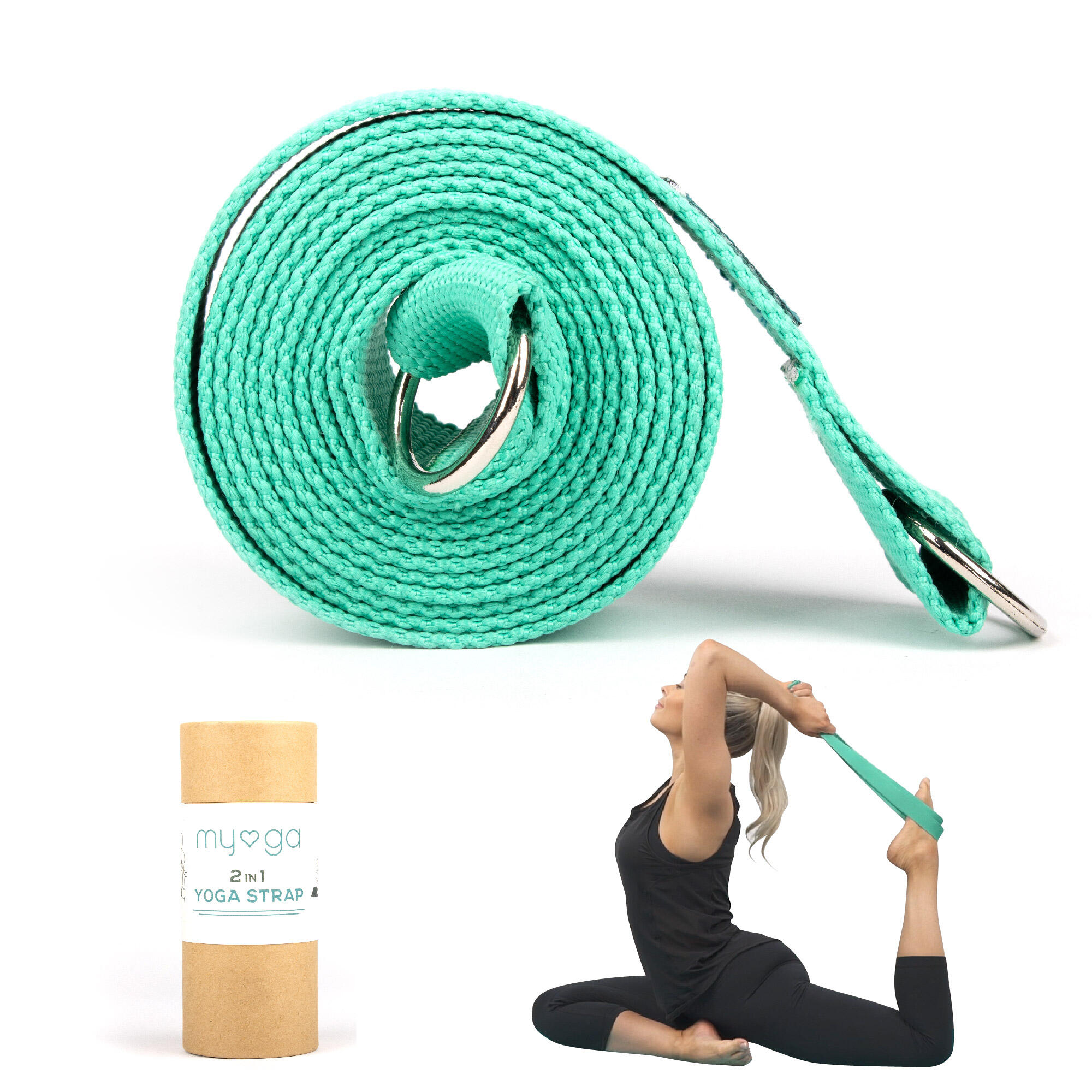 Myga 2 In 1 Yoga Belt & Sling - Turquoise 3/8