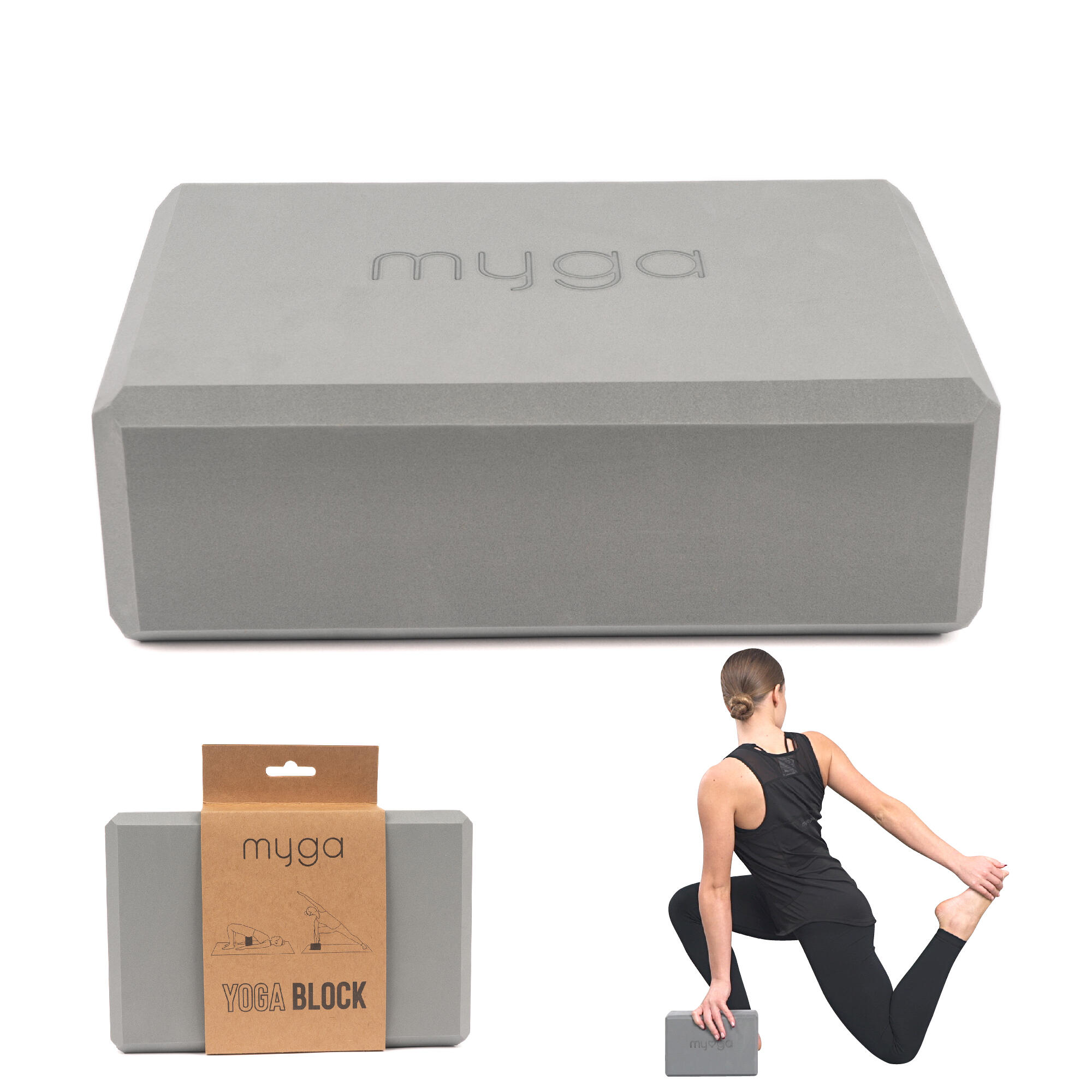 Myga Foam Yoga Block - Grey 1/8