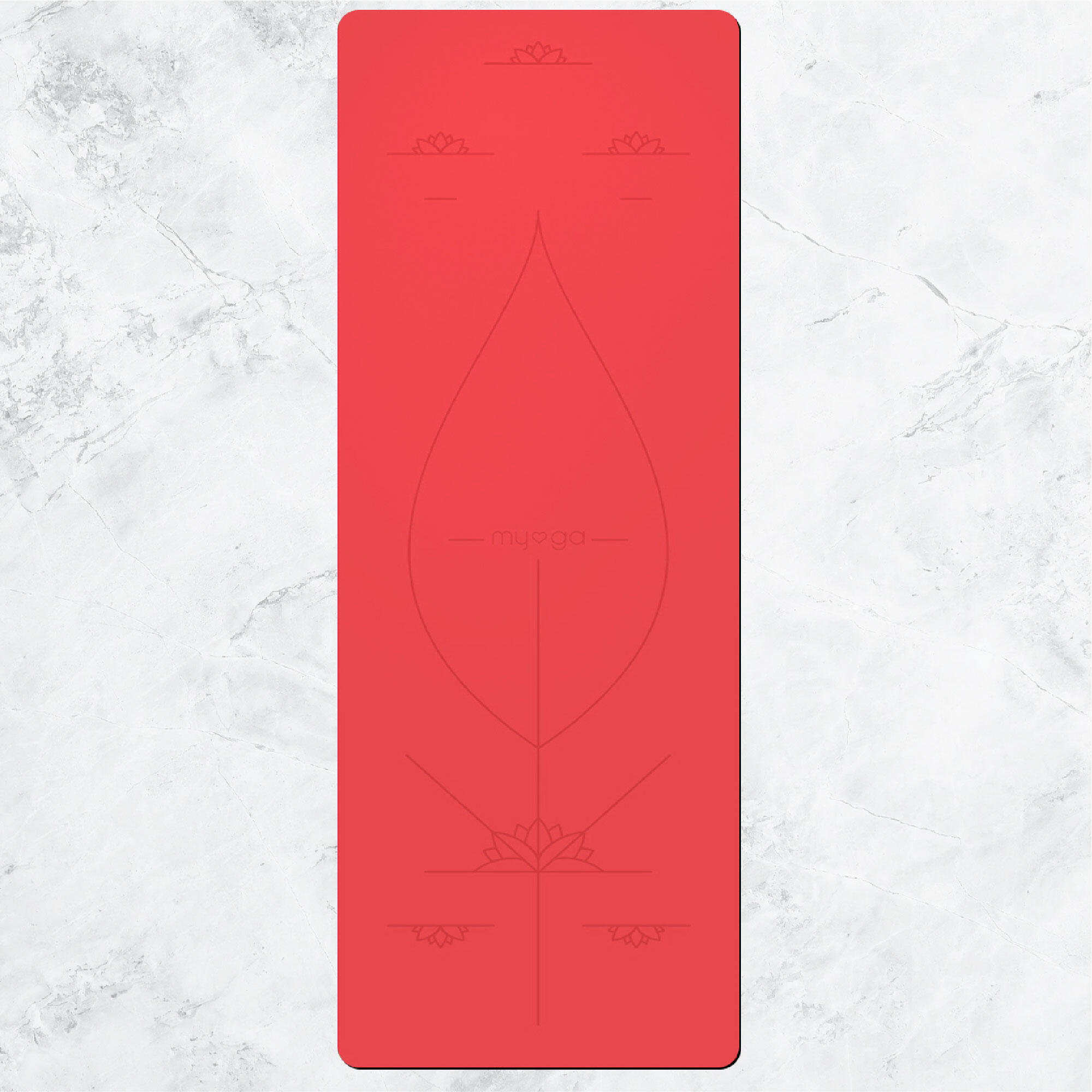 Myga Extra Large Red Alignment Yoga Mat 3/8