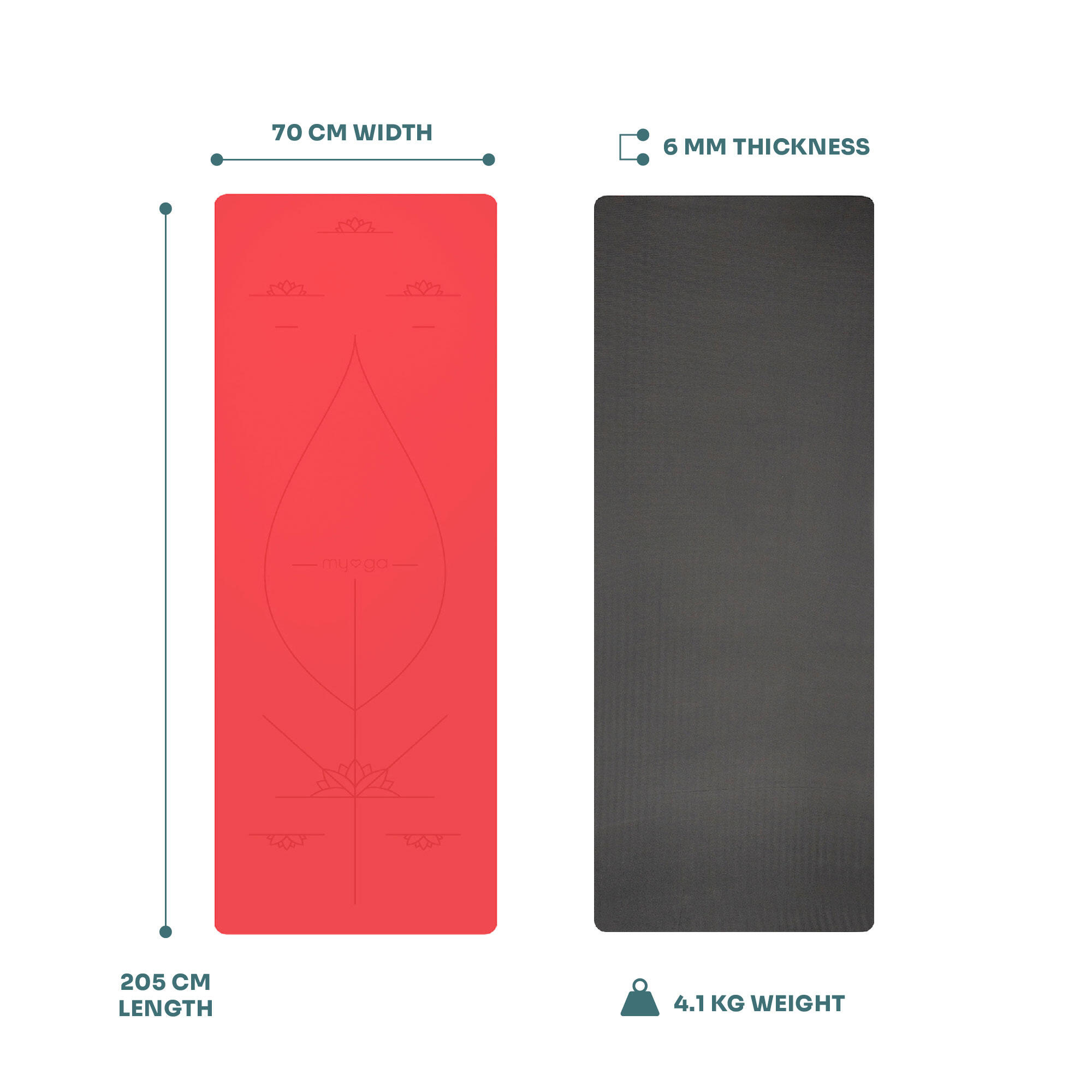 Myga Extra Large Red Alignment Yoga Mat 6/8