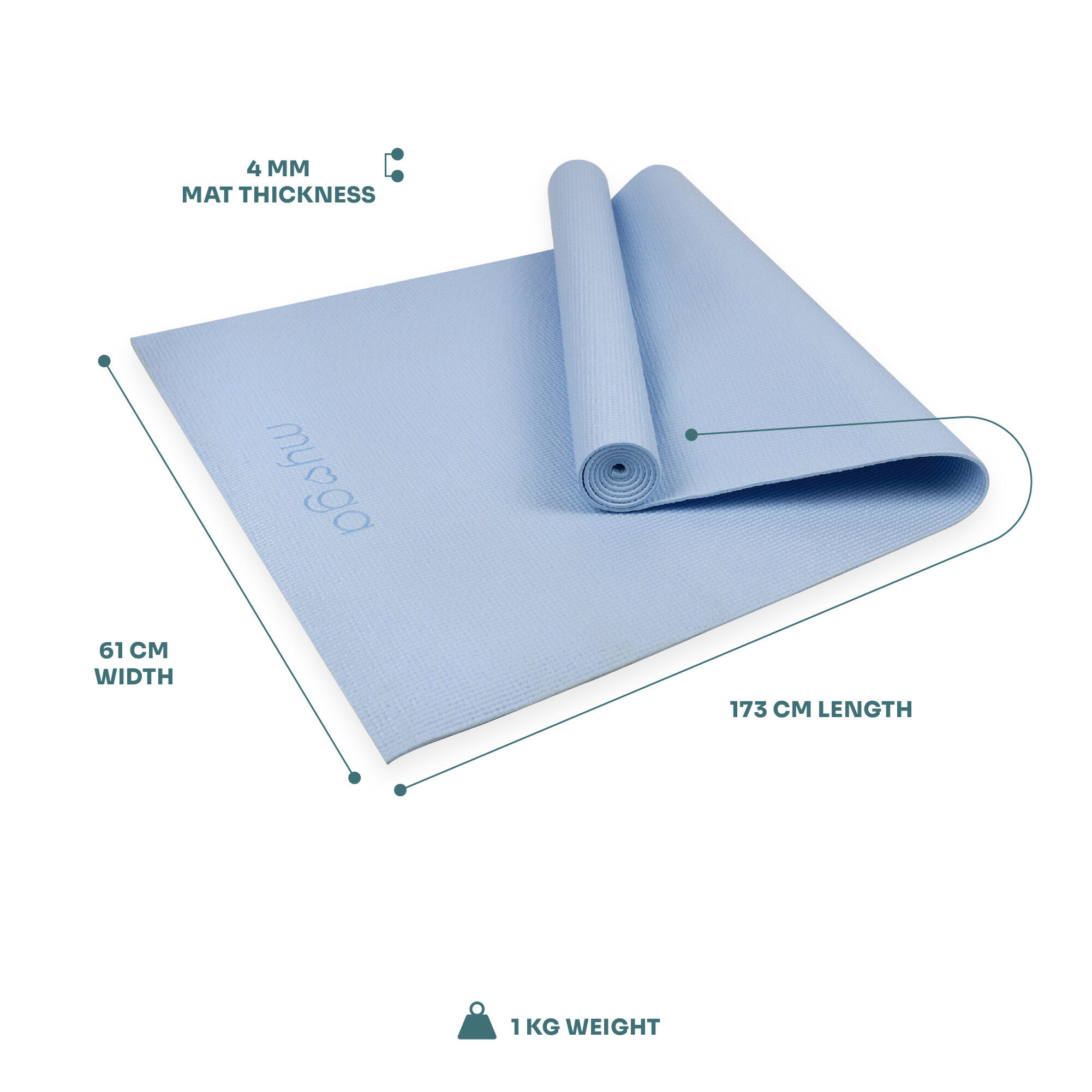 Myga Entry Level Yoga Mat - Sky Blue 6/8