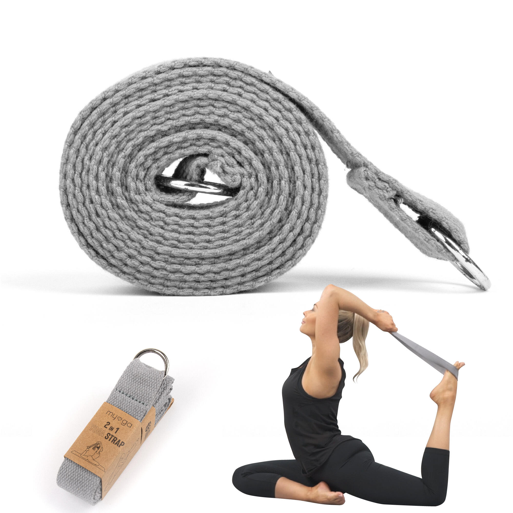 Myga 2 In 1 Yoga Belt & Sling - Grey 1/8