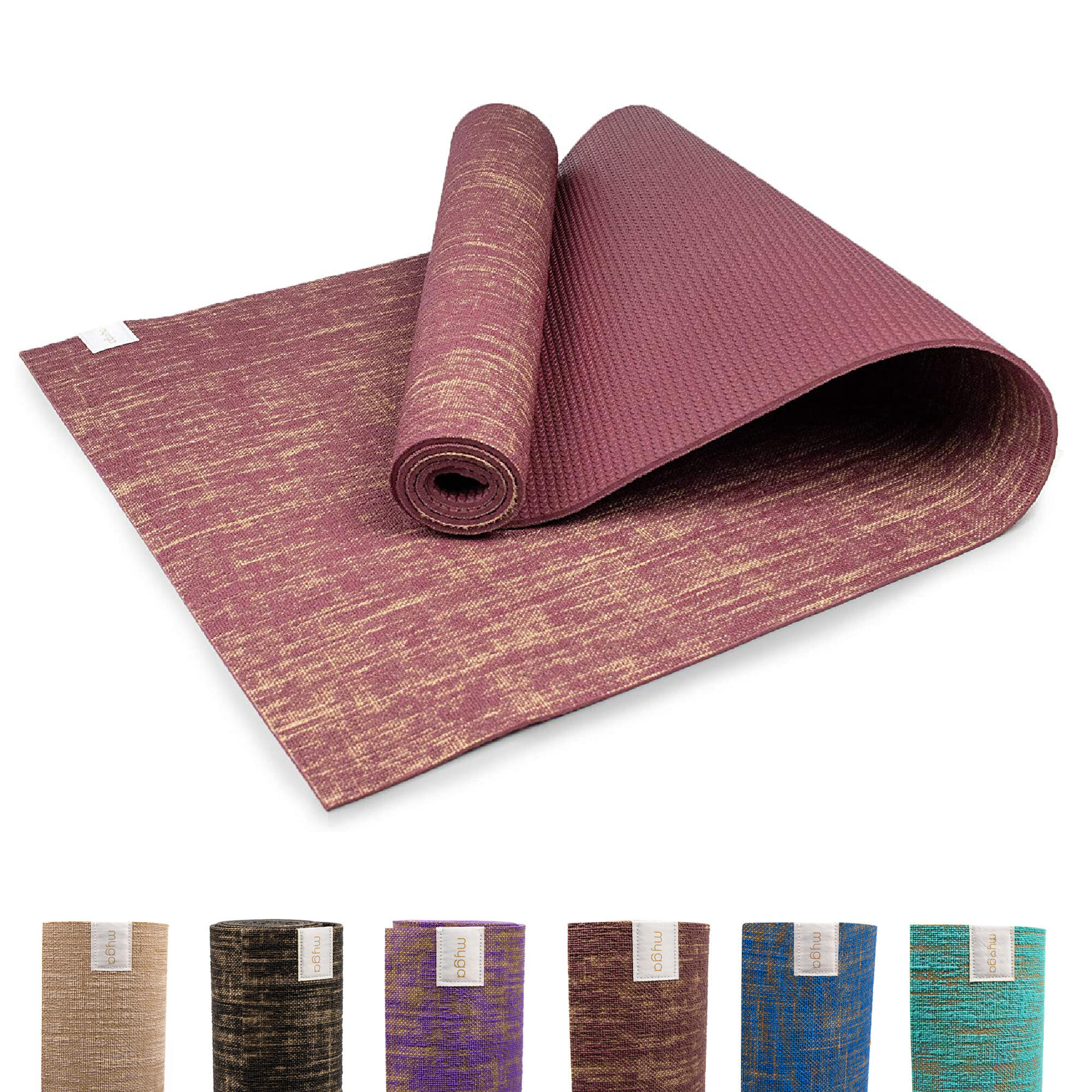 Mata do jogi myga - Jute 5mm - bordowy