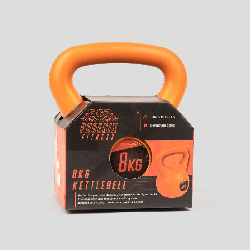 Kettlebell Phoenix Fitness din vinil, 8 kg, prindere larga