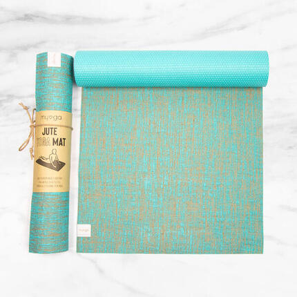Tapis de yoga Myga en jute 5 mm - Turquoise