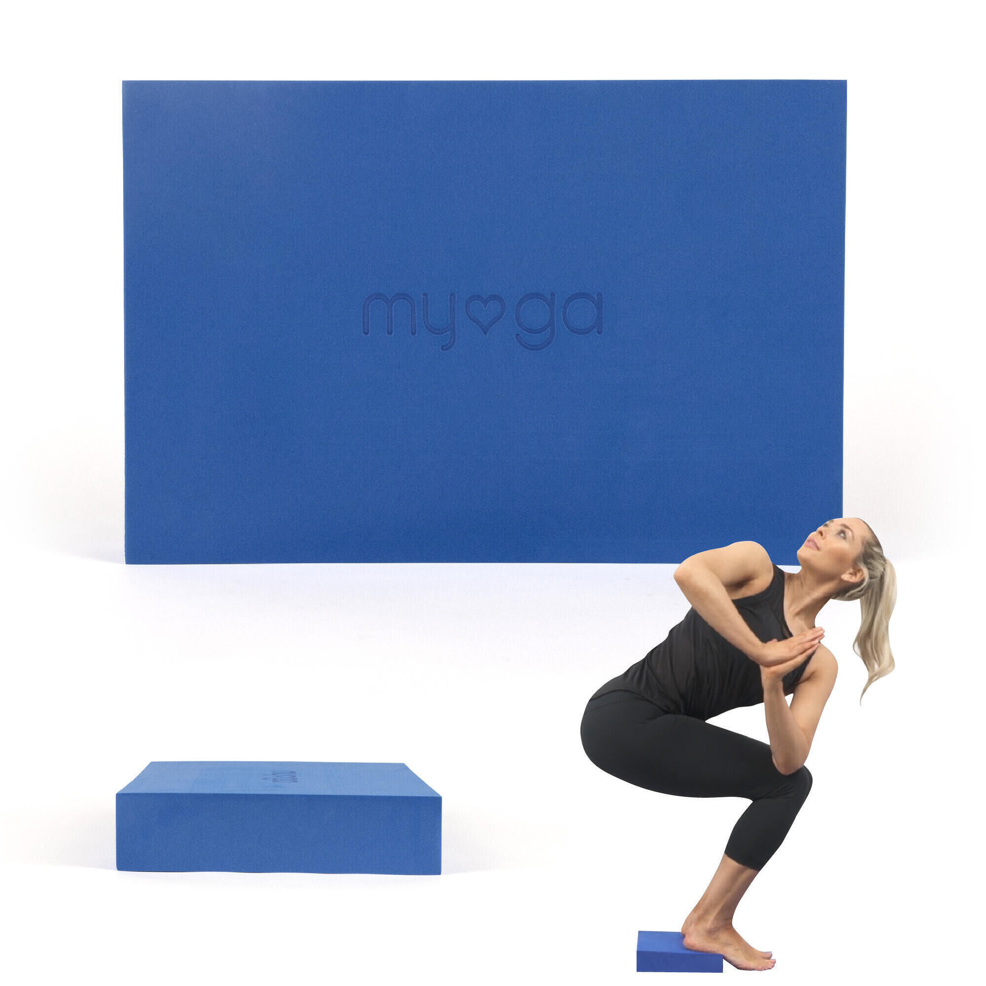 Set of 2 Yoga Block Fuchsia Foam Yoga Block Joga Block Pilates Fitness in  Dark Blue 