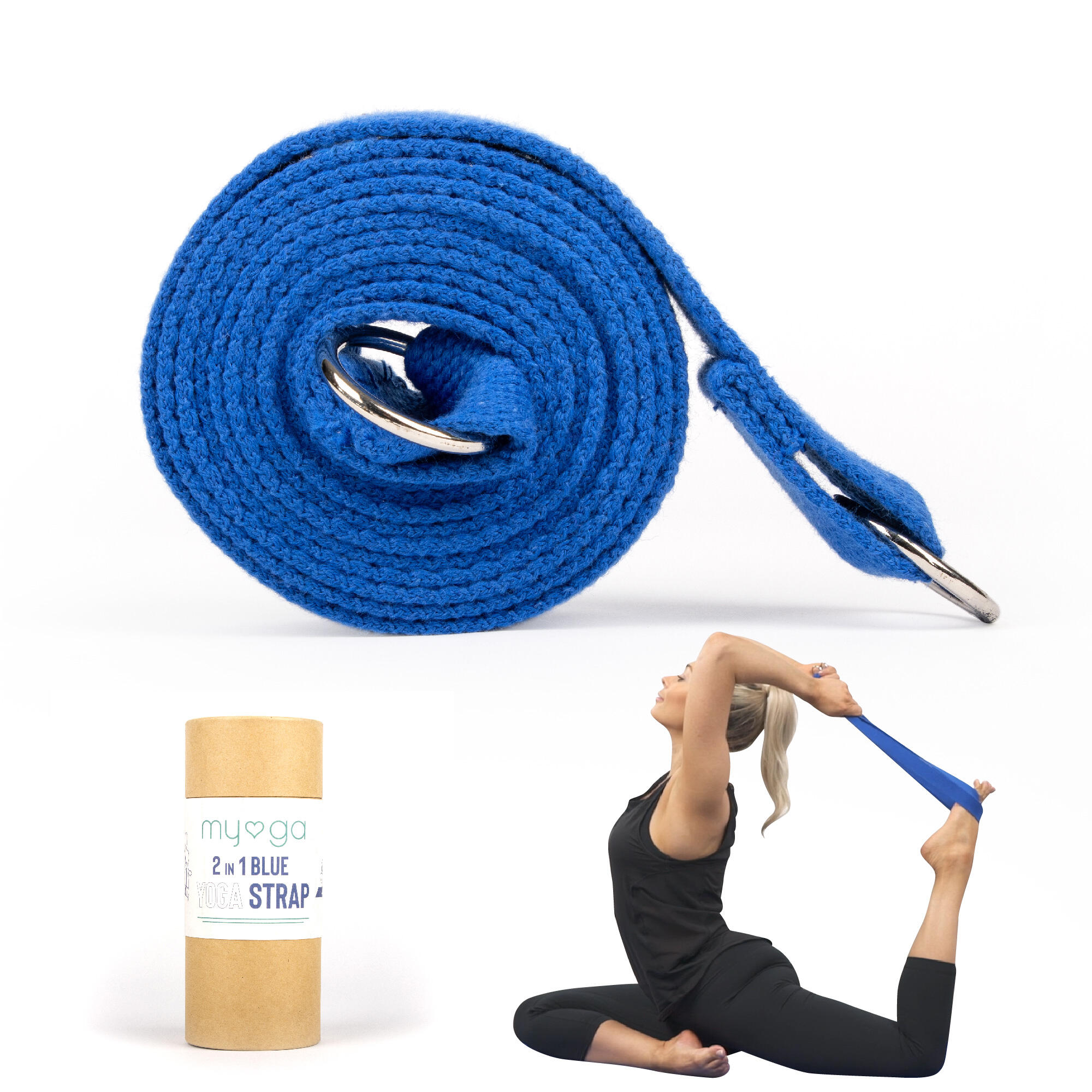 Myga 2 In 1 Yoga Belt & Sling - Royal Blue 1/8
