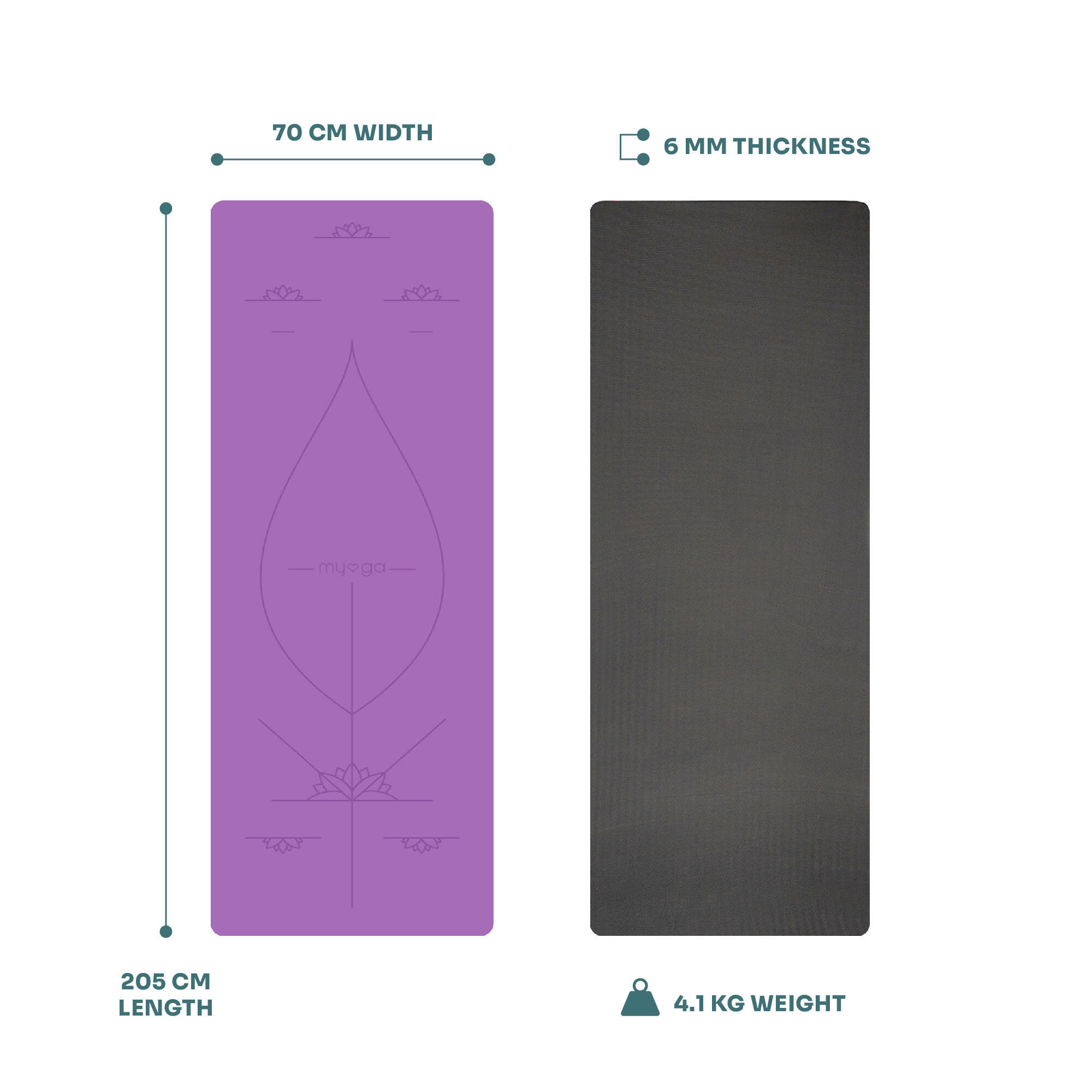 Myga Extra Large Purple Alignment Yoga Mat 6/9