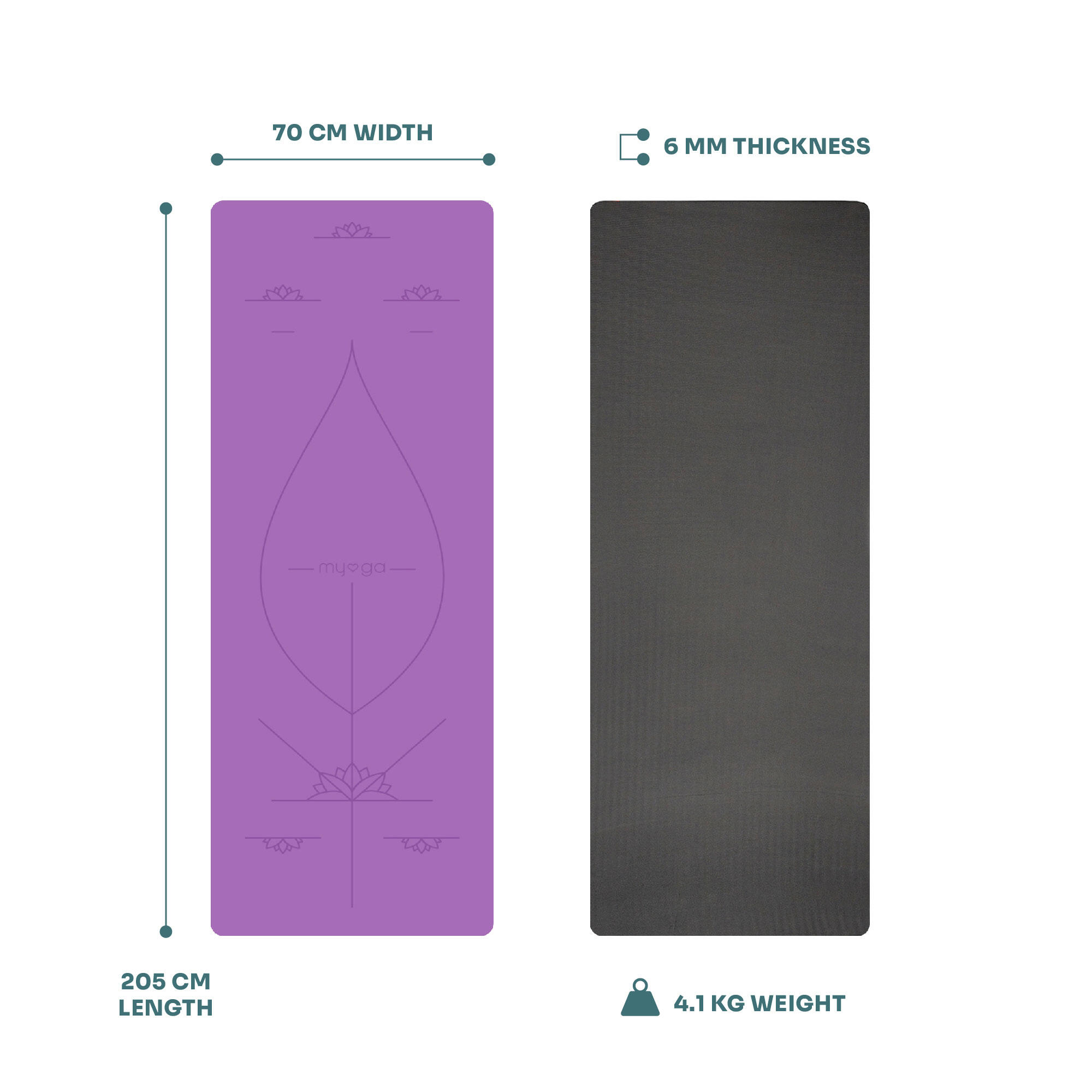 Myga Extra Large Purple Alignment Yoga Mat 6/8