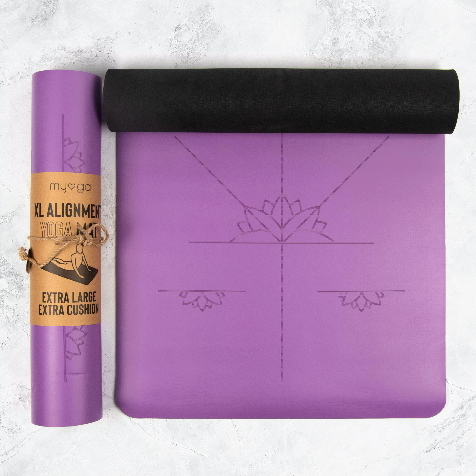 Myga Extra Large Purple Alignment Yoga Mat 2/9