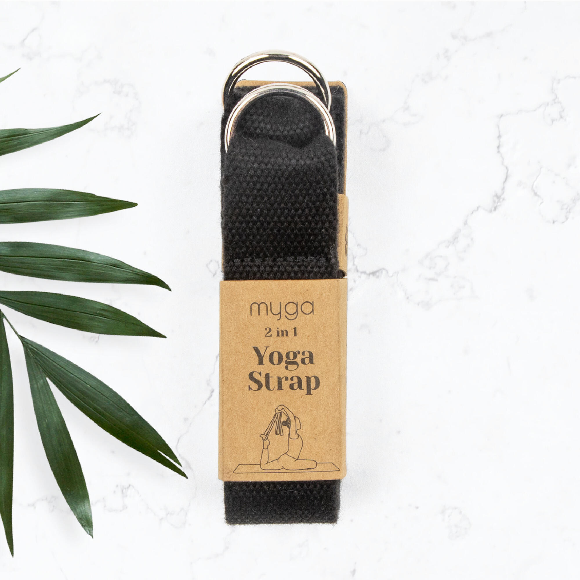 Myga 2 In 1 Yoga Belt & Sling - Black Yoga Strap 2/8