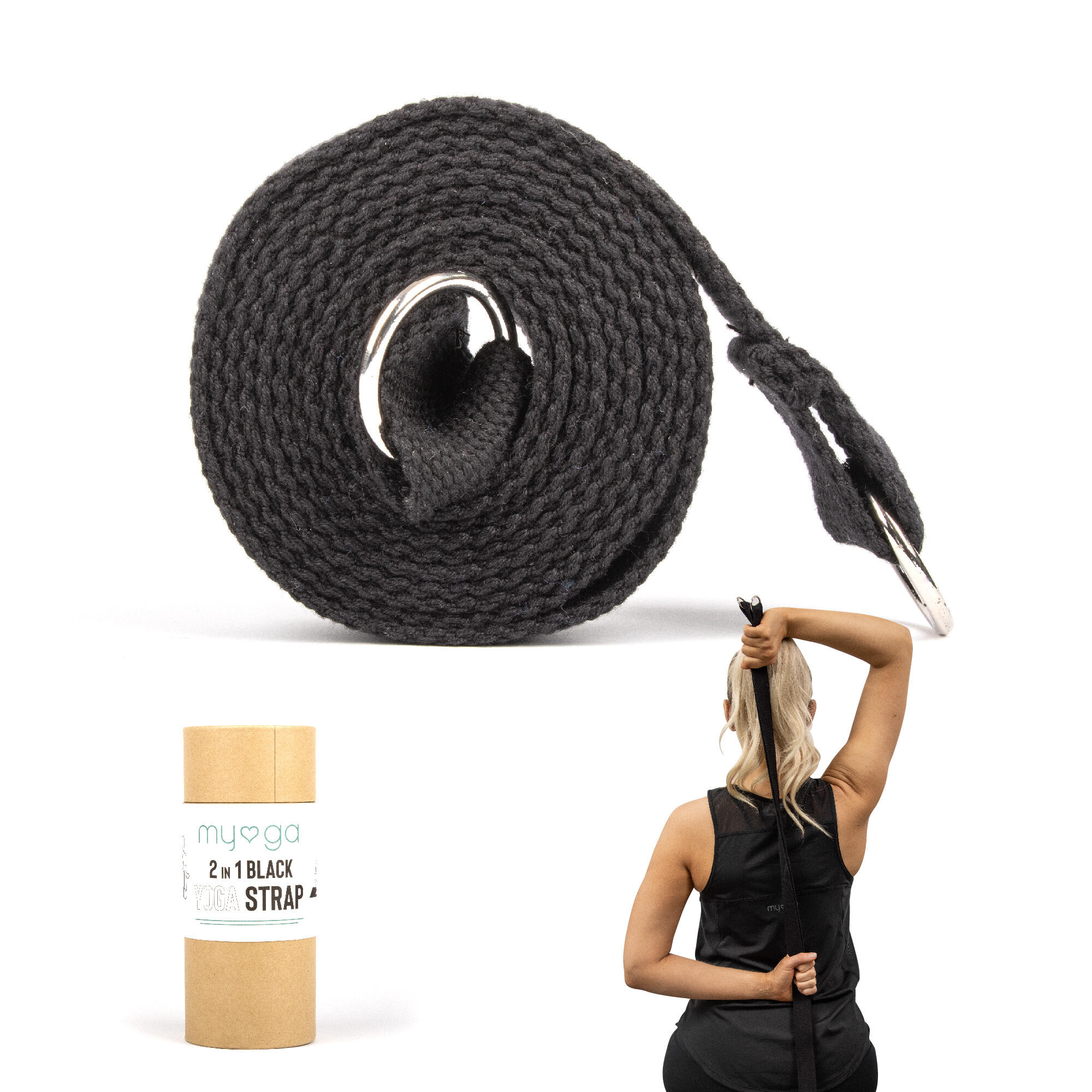 Myga 2 In 1 Yoga Belt & Sling - Black Yoga Strap MYGA