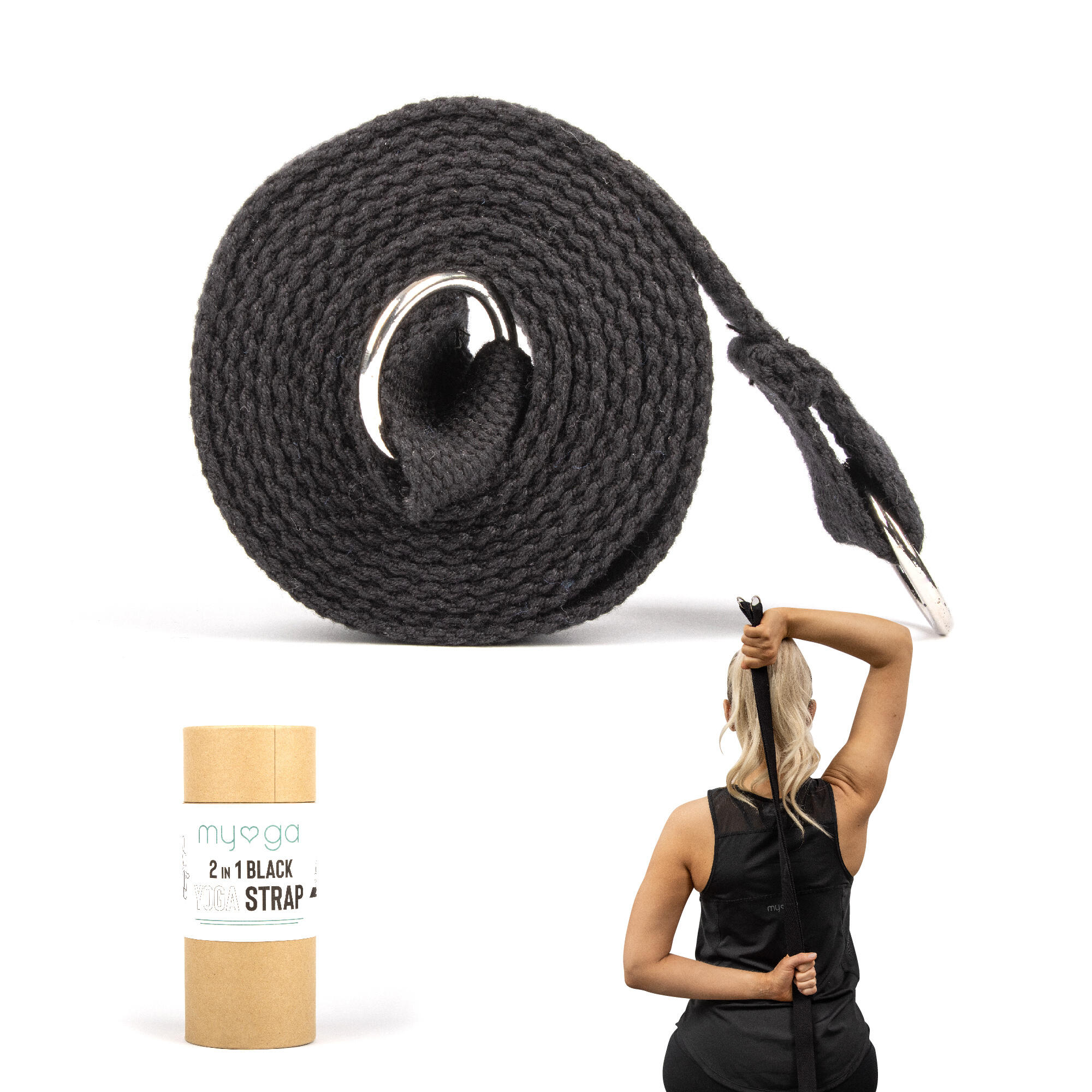 MYGA Myga 2 In 1 Yoga Belt & Sling - Black Yoga Strap