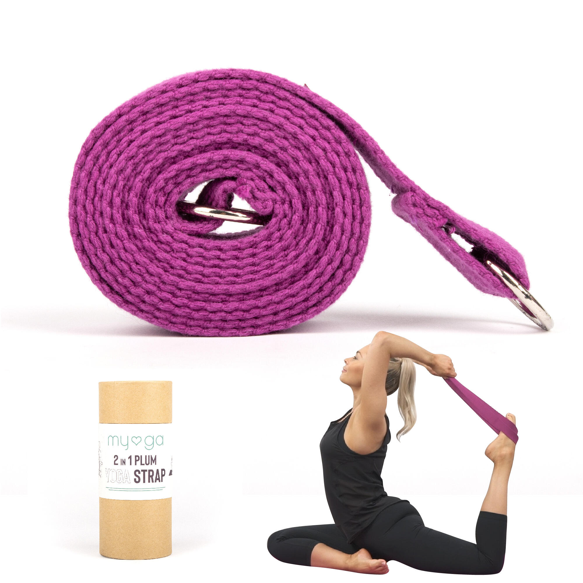 Myga 2 In 1 Yoga Belt & Sling - Plum 1/8