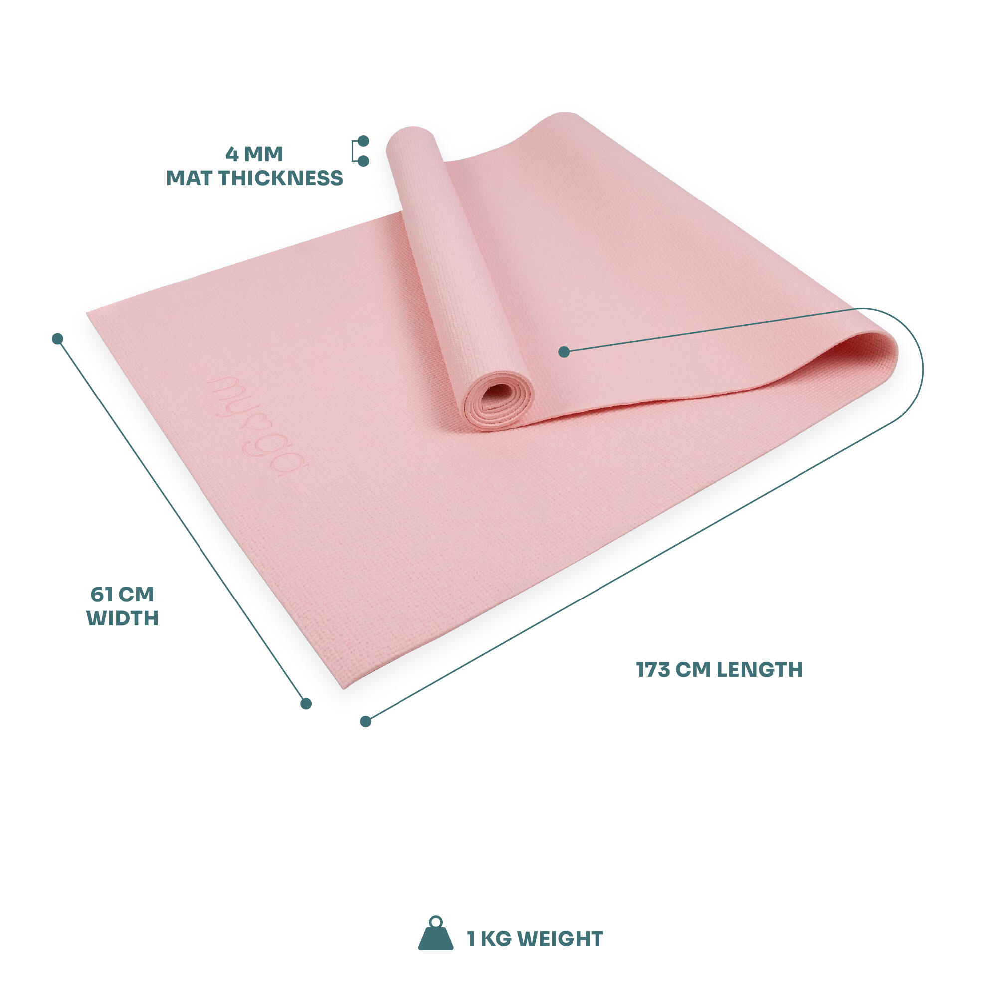 Myga Entry Level Yoga Mat - Dusty Pink 6/8