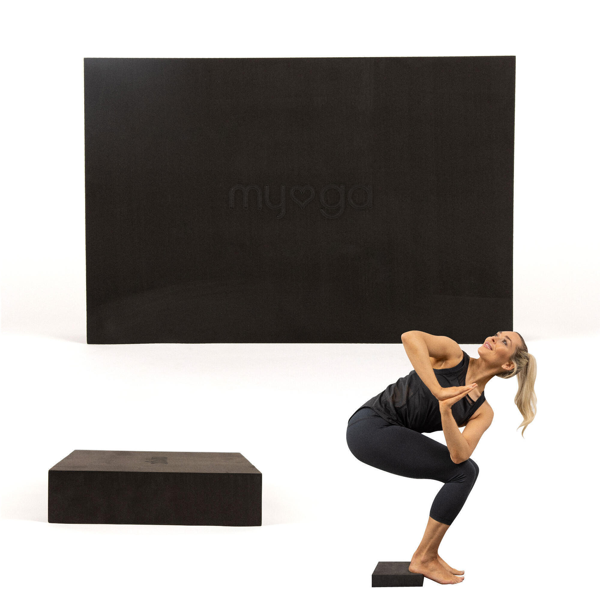 Myga Extra Large Foam Yoga Block - Black 1/8