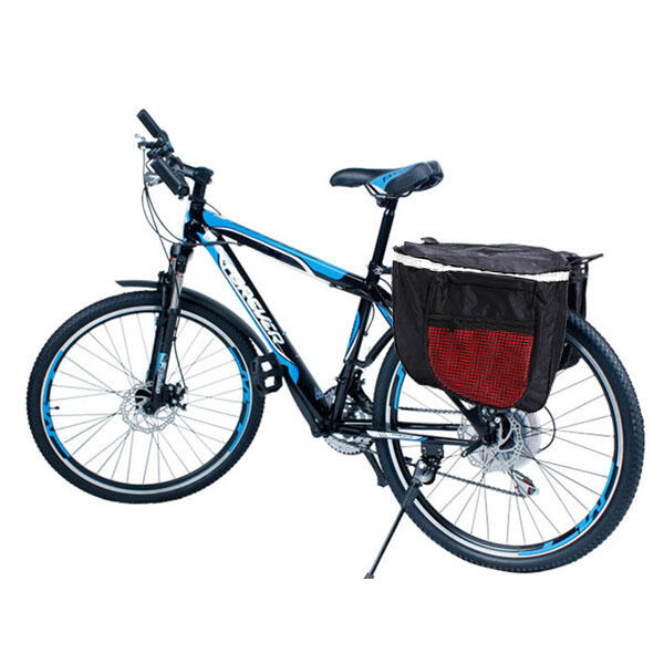 Kétoldalas kerékpártáska, 25 l, fényvisszaverő szalagokkal, Vízálló, Fekete