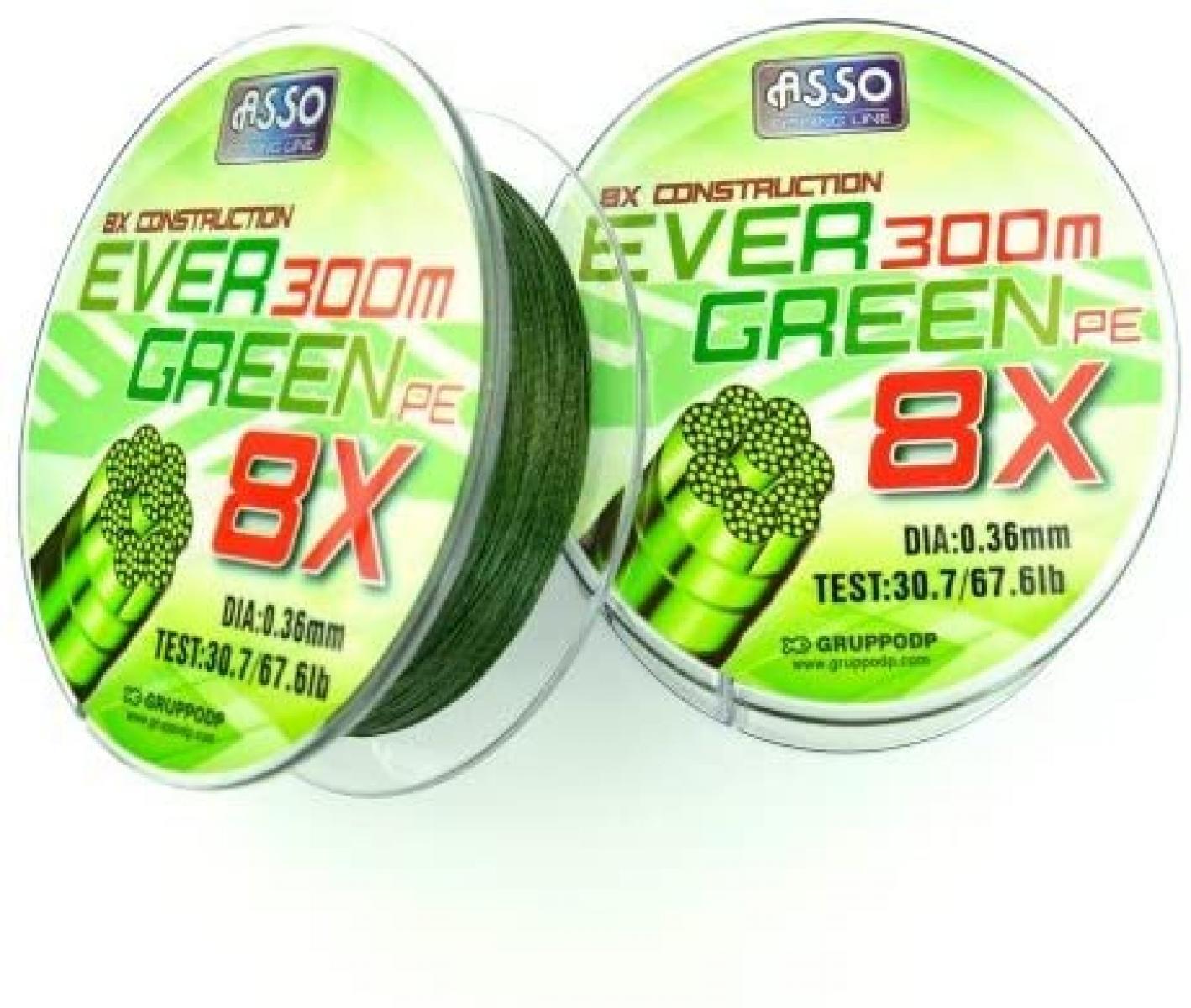 Trecciato da pesca Asso 8X PE Evergreen - 130 mt 2/3