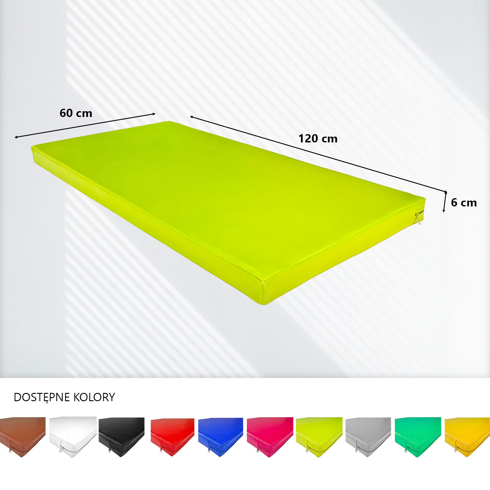 Materac gimnastyczny UNDERFIT 120 x 60 x 6 cm twardy seledynowy 4/8