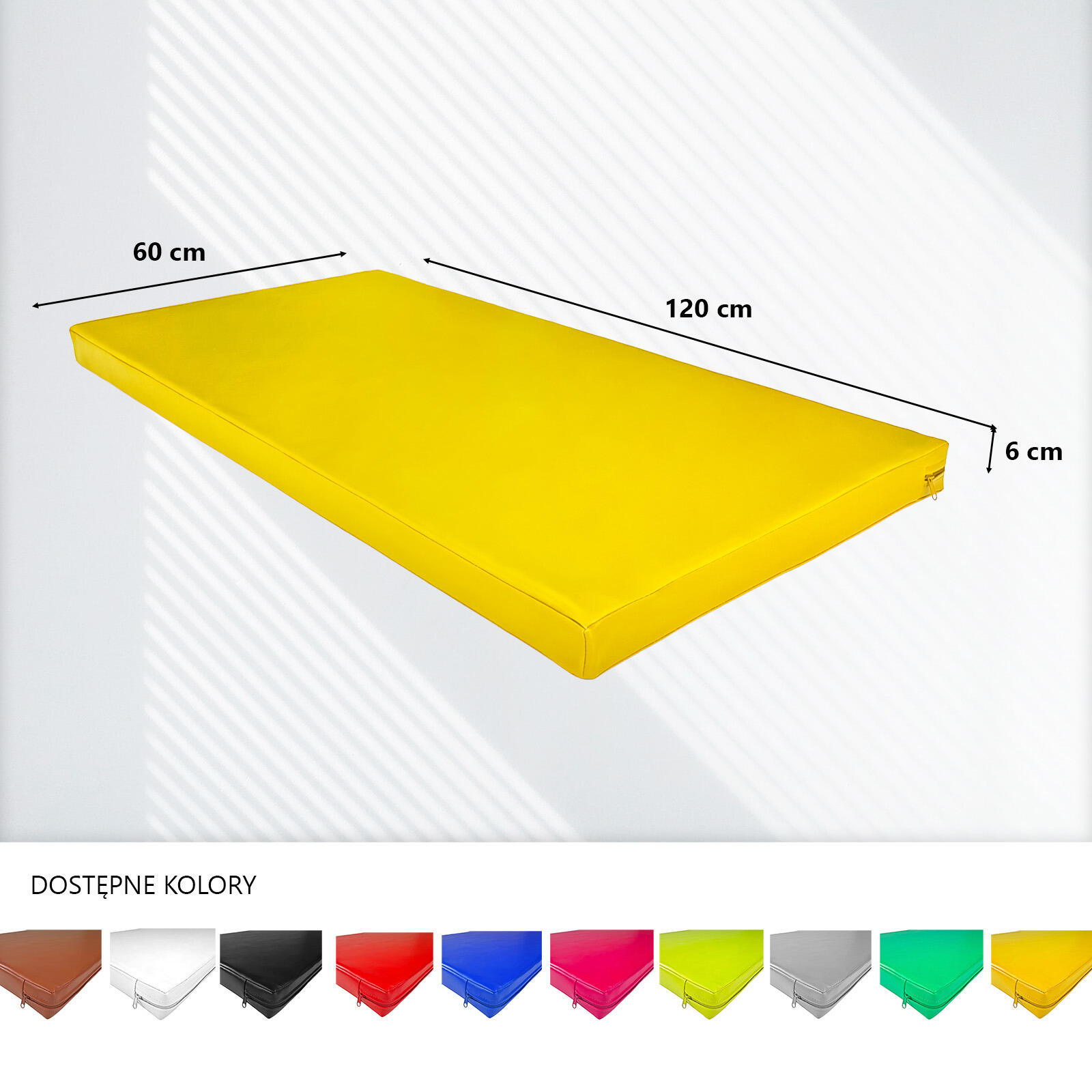 Materac gimnastyczny UNDERFIT 120 x 60 x 6 cm miękki żółty 4/8