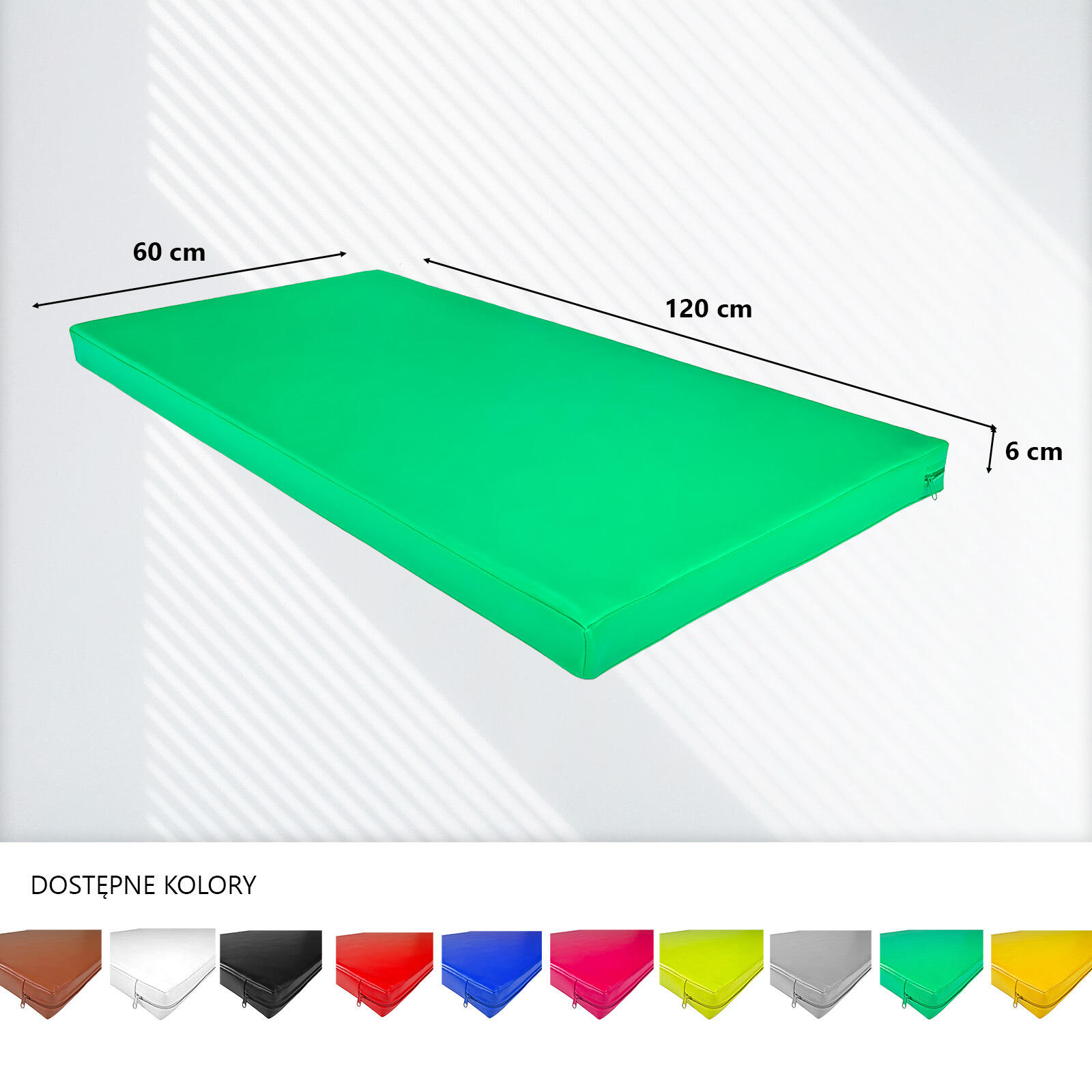 Materac gimnastyczny UNDERFIT 120 x 60 x 6 cm miękki zielony 4/8