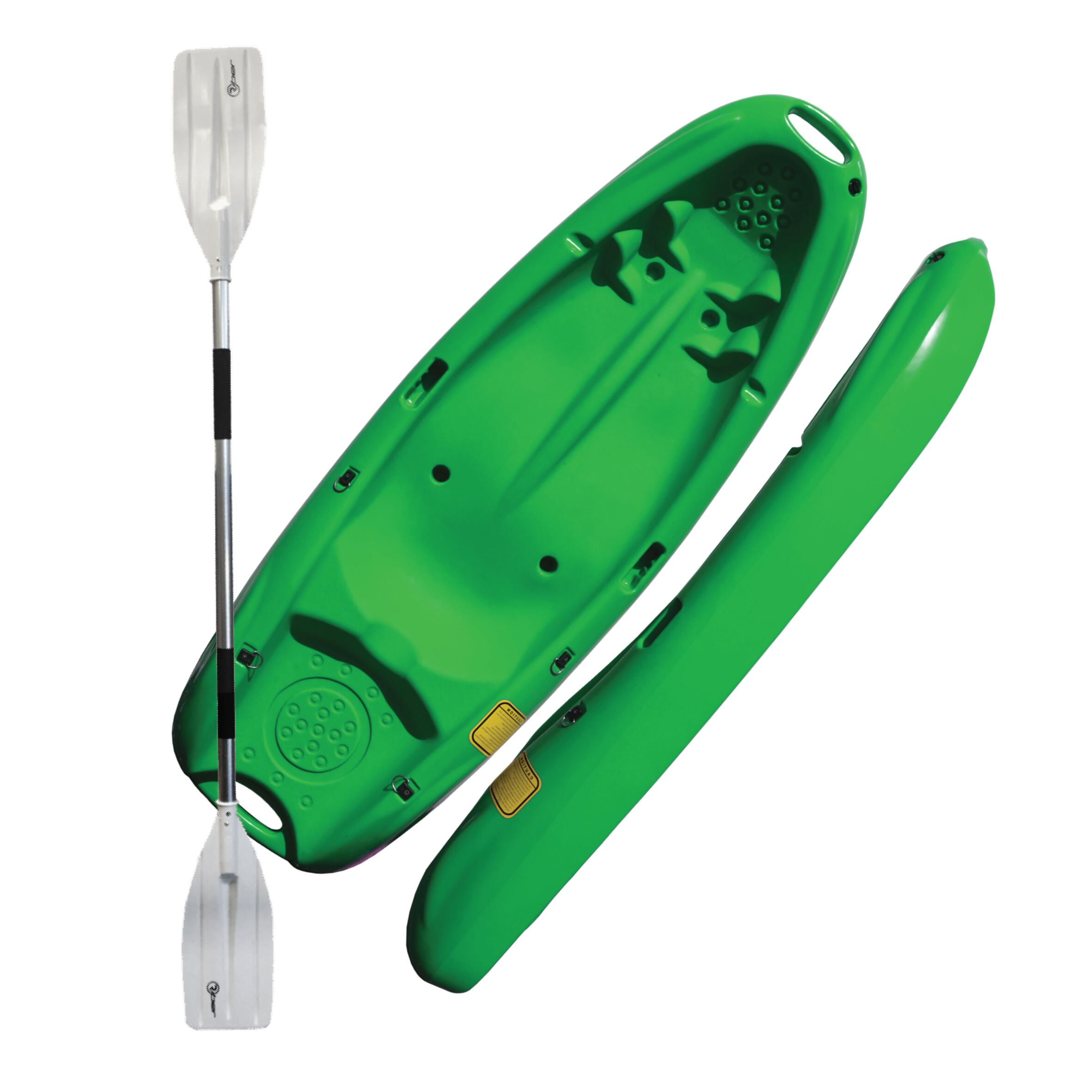 JUNIOR SIT ON TOP KAYAK - COMPLETE WITH PADDLE - GREEN 1/5