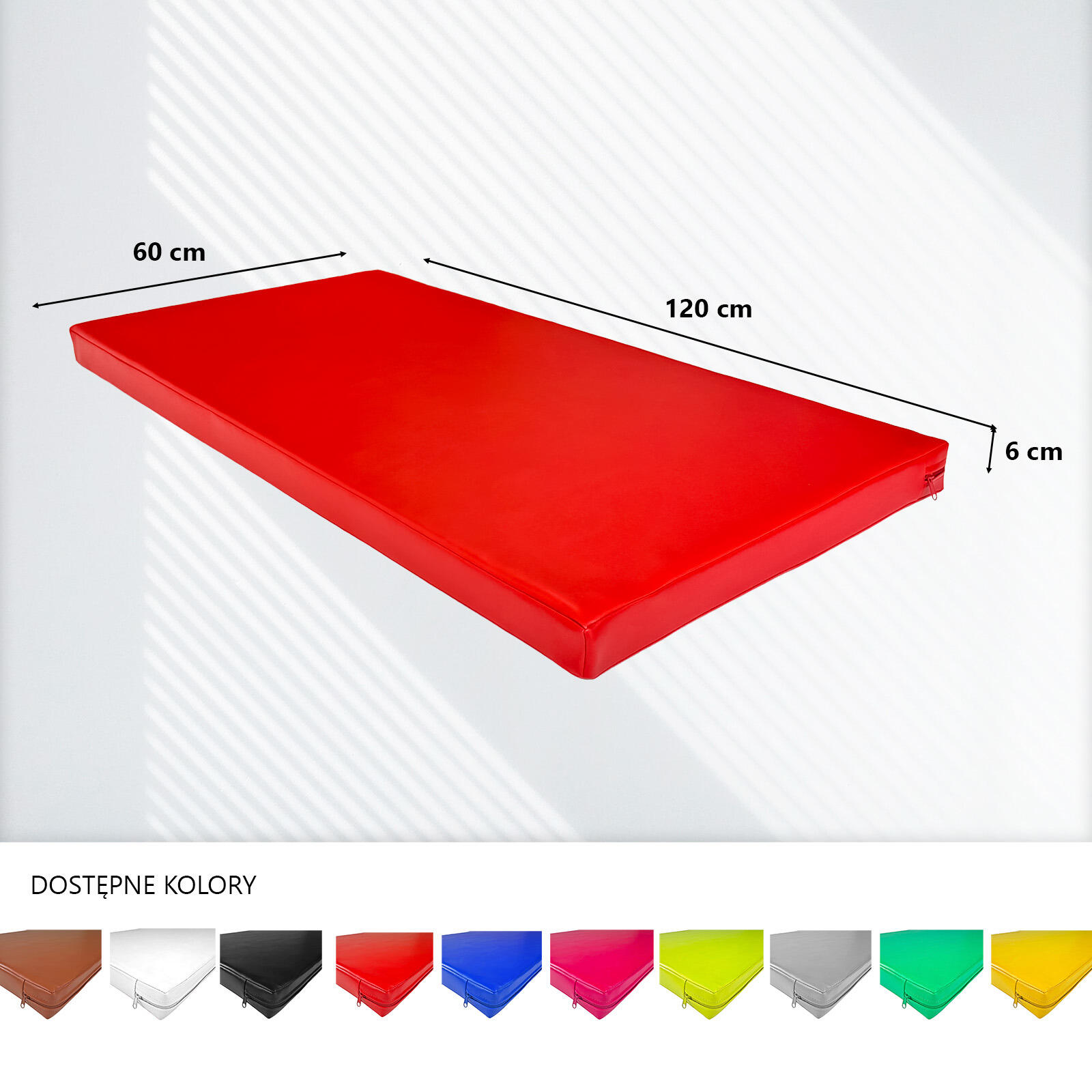 Materac gimnastyczny UNDERFIT 120 x 60 x 6 cm twardy czerwony 4/8