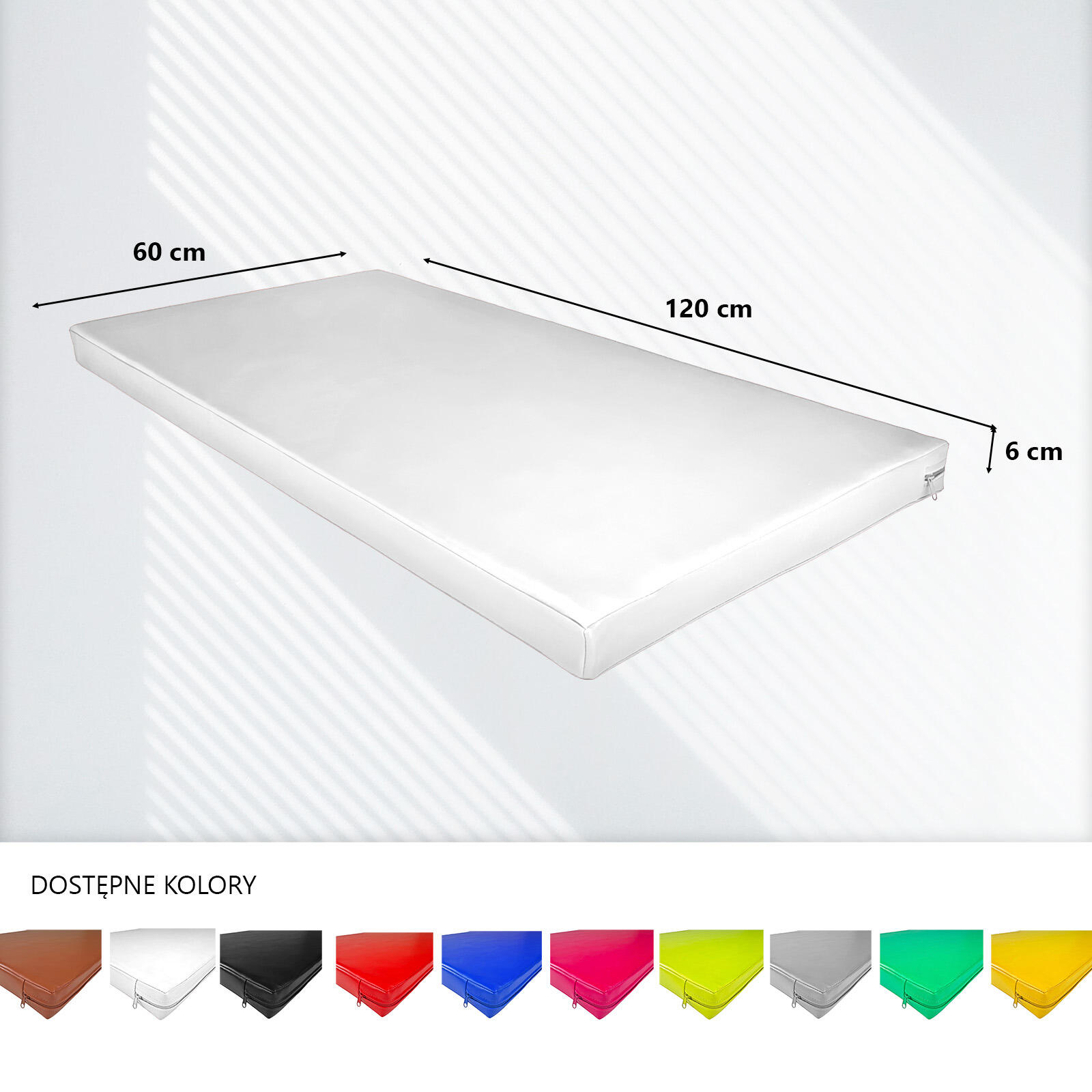 Materac gimnastyczny UNDERFIT 120 x 60 x 6 cm twardy biały 4/8
