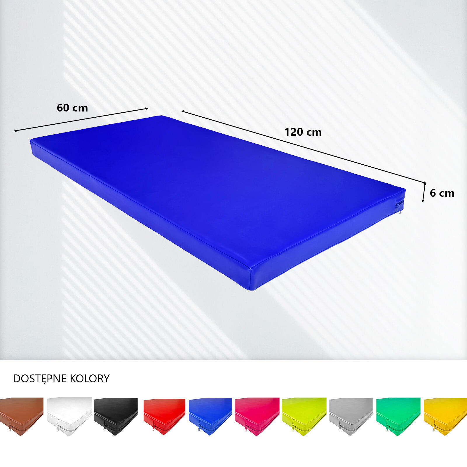 Materac gimnastyczny UNDERFIT 120 x 60 x 6 cm twardy niebieski 4/8