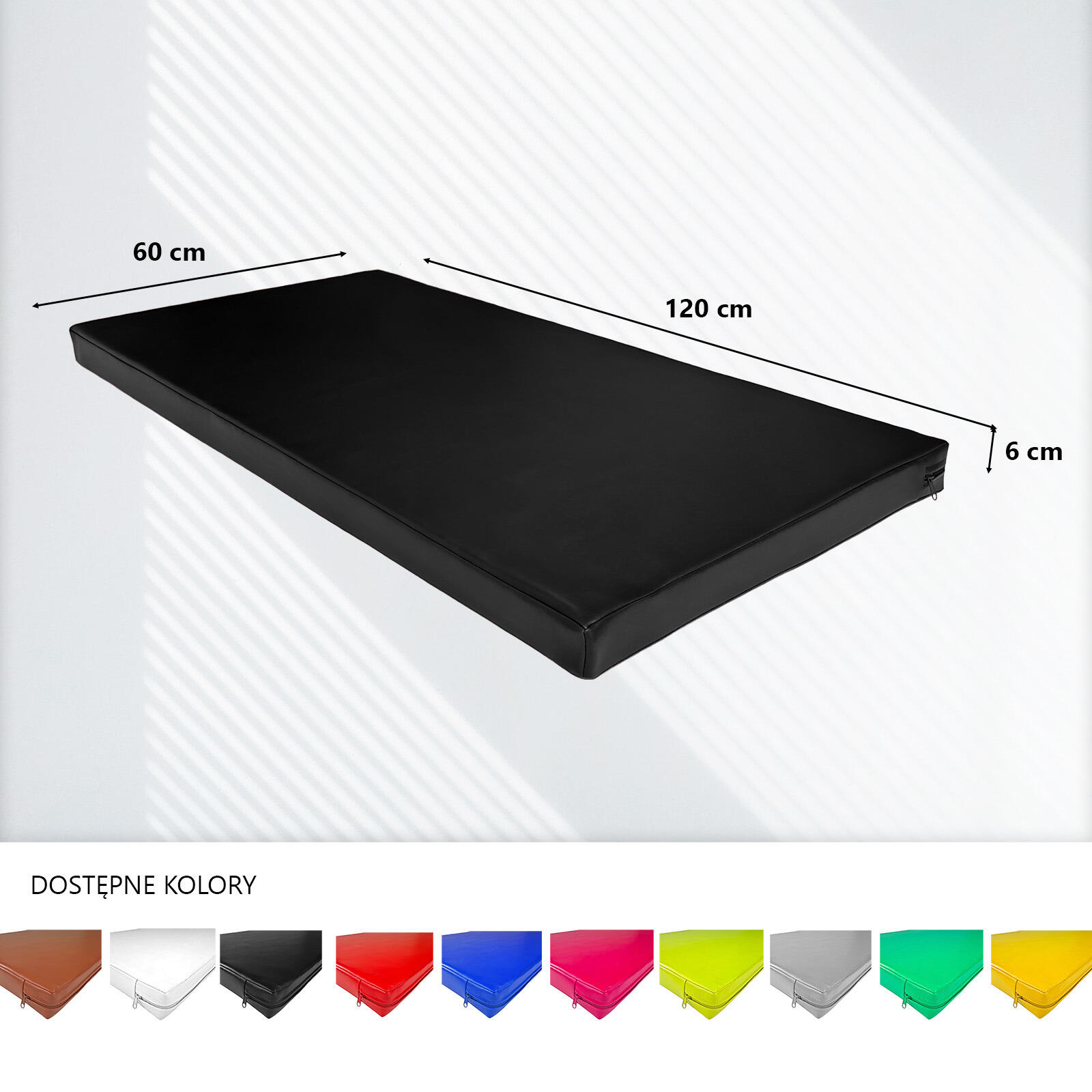 Materac gimnastyczny UNDERFIT 120 x 60 x 6 cm twardy czarny 4/8
