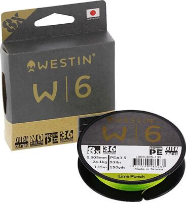 Westin w6 8 braid lime punch 135m 0.10 mm 3.8kg - witvis gevlochten lijn