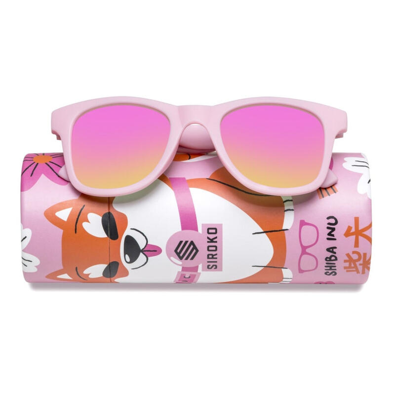 Dzieci Surf ęce okulary przeciwsłoneczne Shiba Inu SIROKO Cukierkowy Róż