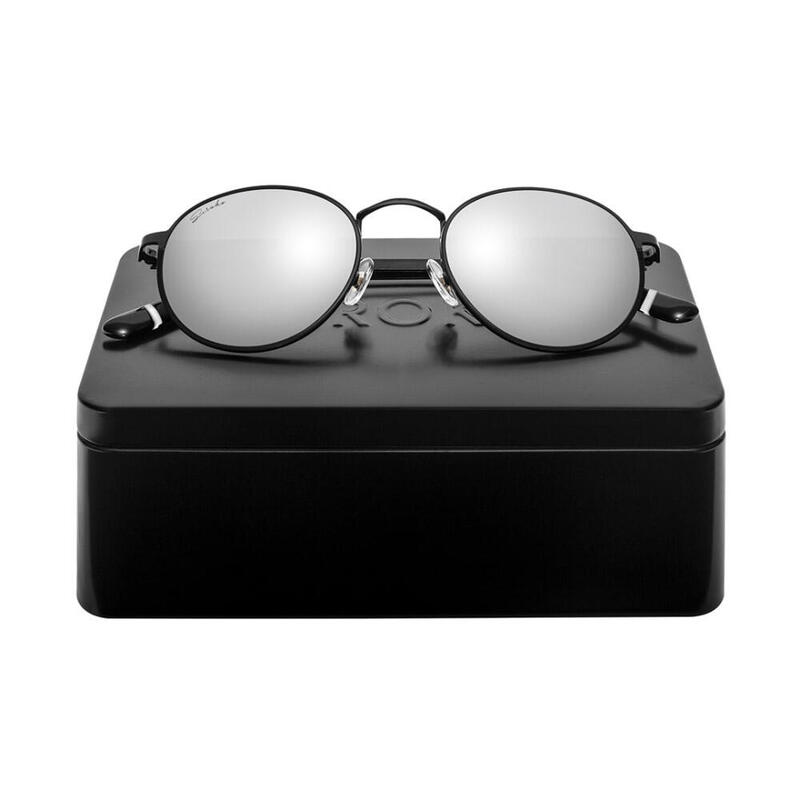 Herren und Damen Surf Runde Sonnenbrille aus Edelstahl Notting Hill Schwarz