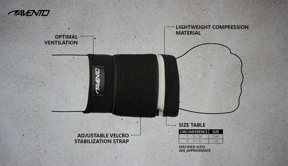 Bracelet de Compression - Noir - Attelle de Poignet 3/4