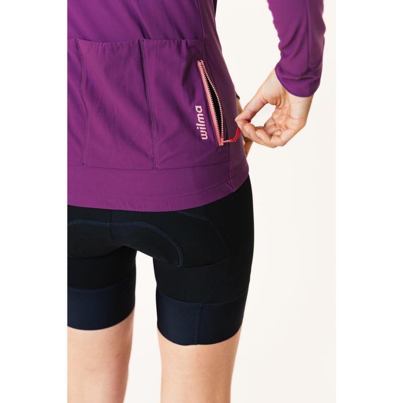 Maillot De Cyclisme Femme Manches Longues Hiver Violet