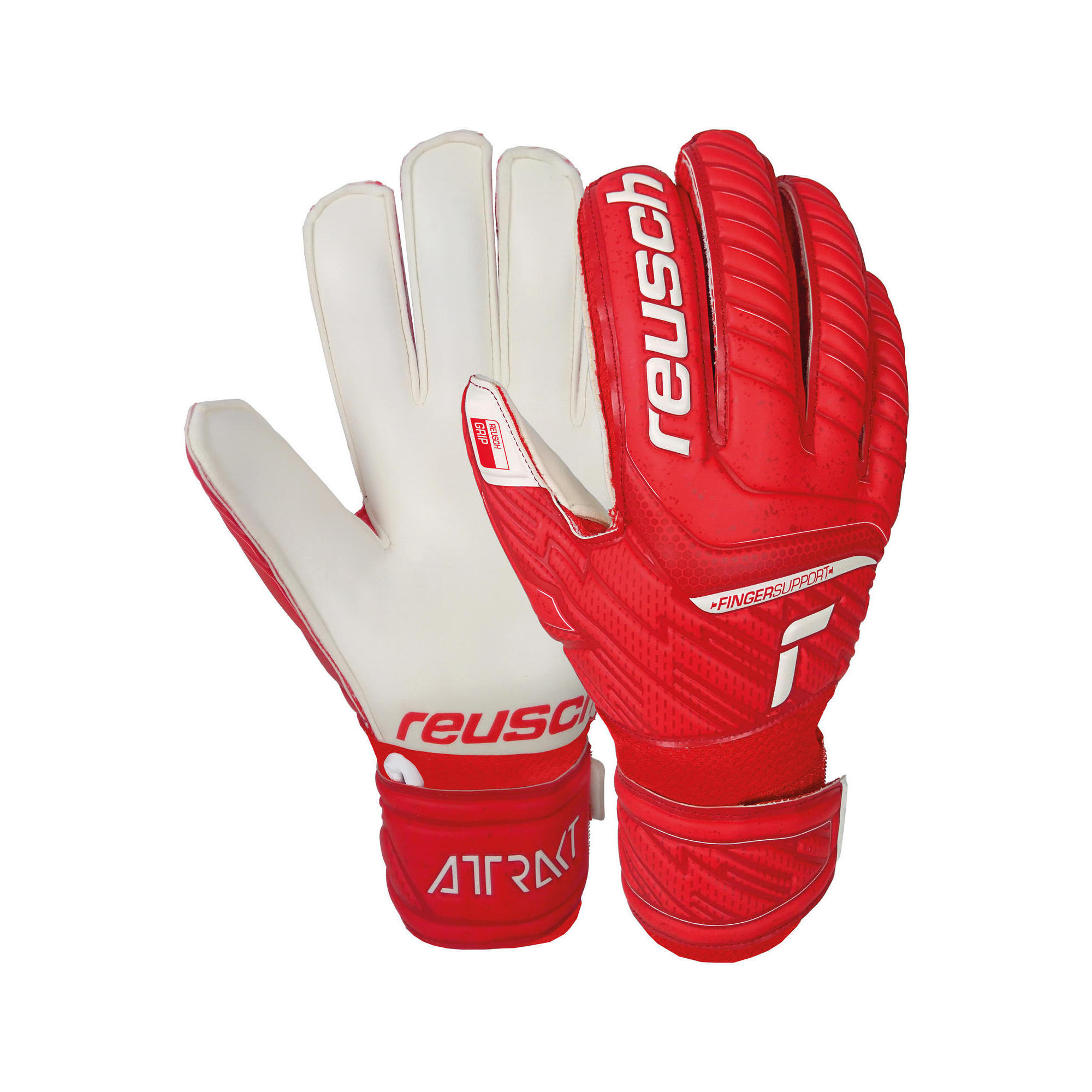 Reusch - Gants Enfant Reusch Attrakt Grip Finger Support - Gants De Gardien - Blanc|rouge - 7,5 - Decathlon