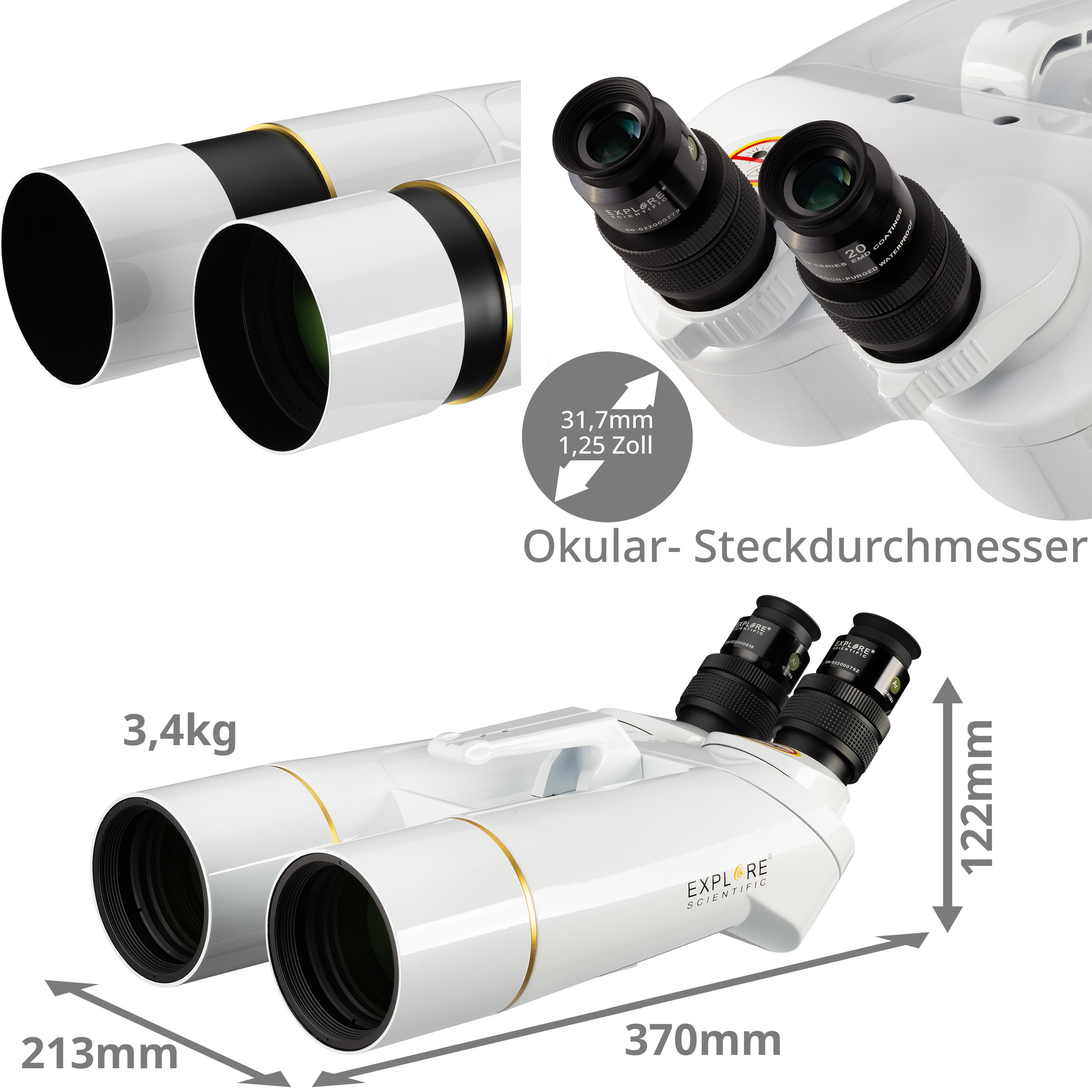 ESPLORA il binocolo gigante SCIENTIFIC BT-70 SF con oculari 62° LER da 20 mm 3/6
