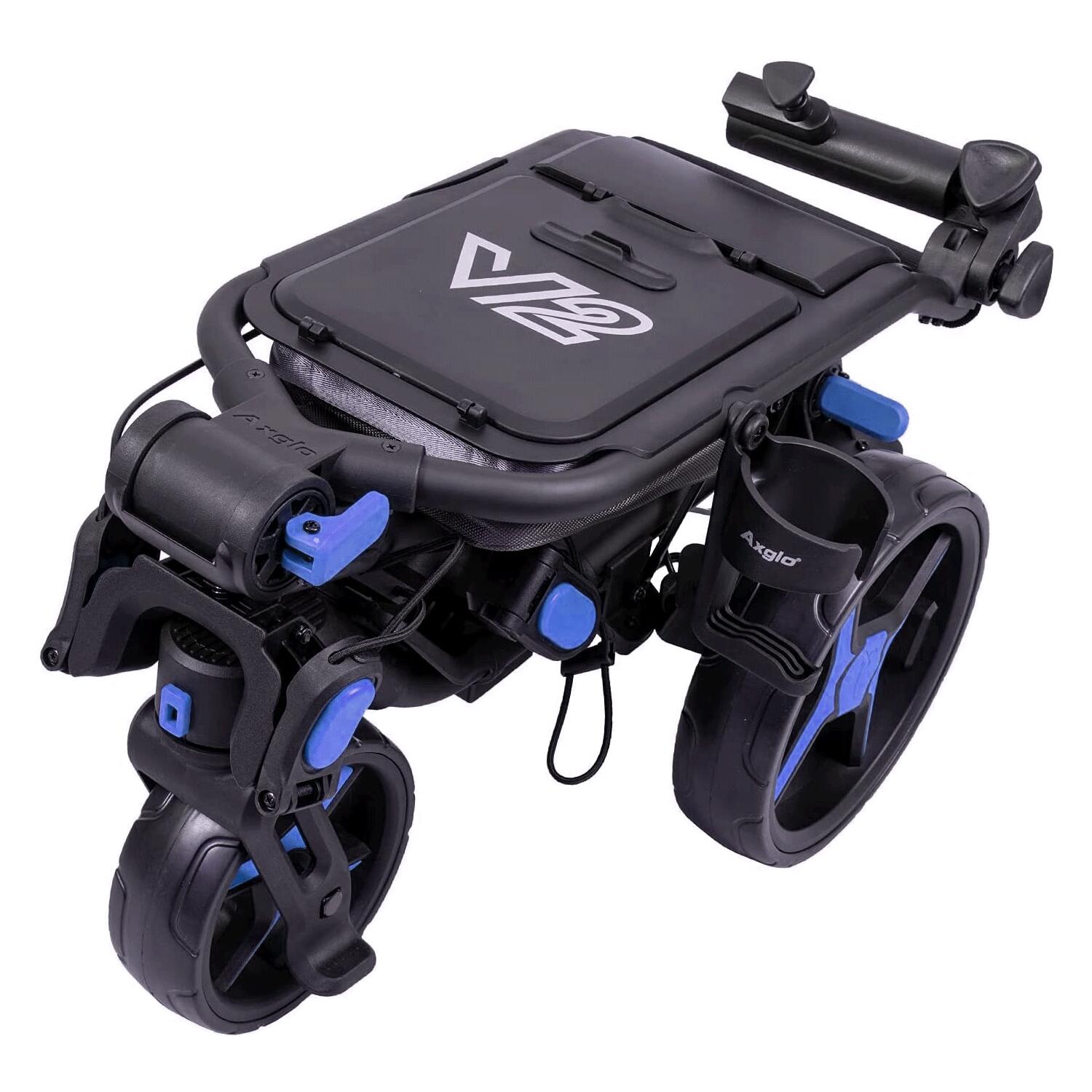 AXGLO TRI-360 V2, CHARIOT DE GOLF MANUEL, ROUE PIVOTANTE, NOIR/BLEU 2/3