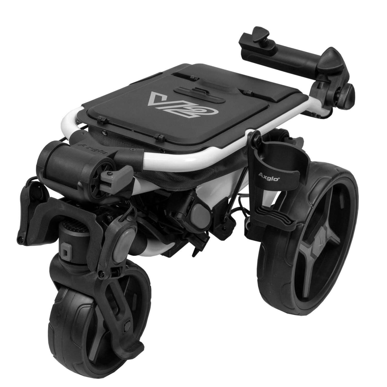 AXGLO TRI-360 V2, CARRELLO DA GOLF MANUALE, RUOTE PIROETTANTI, BIANCO/GRIGIO 2/3