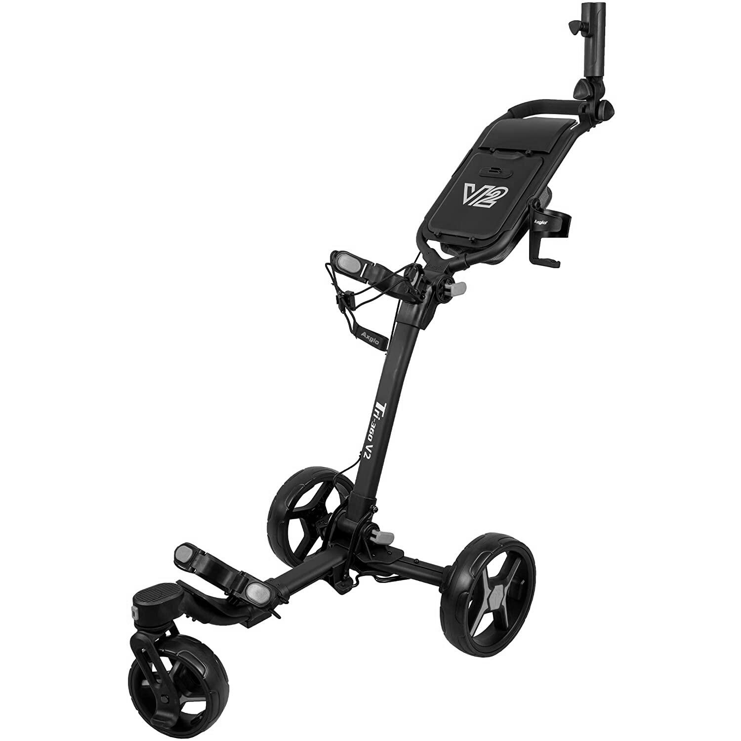 AXGLO TRI-360 V2, CARRELLO DA GOLF MANUALE, RUOTE PIROETTANTI, NERO/GRIGIO 3/3