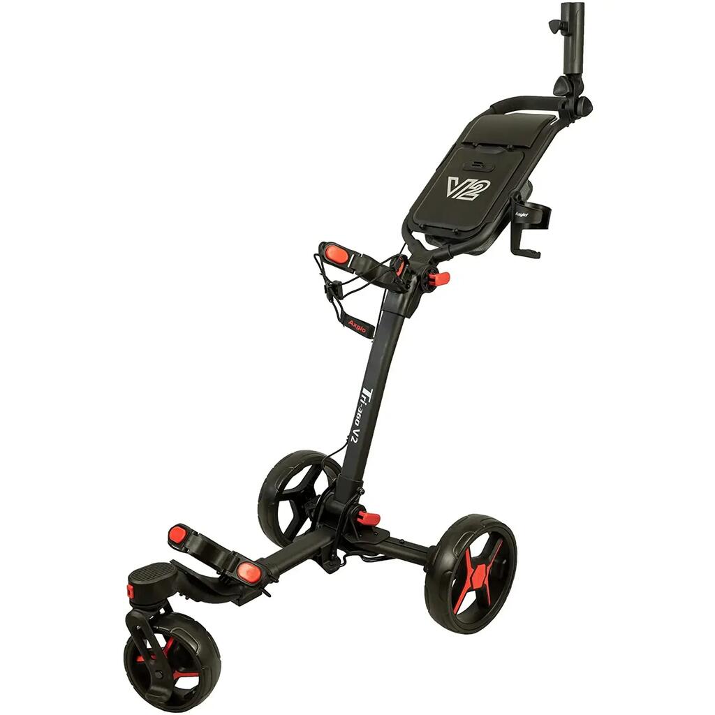 AXGLO TRI-360 V2 GOLF PUSH TROLLEY – BLACK / RED