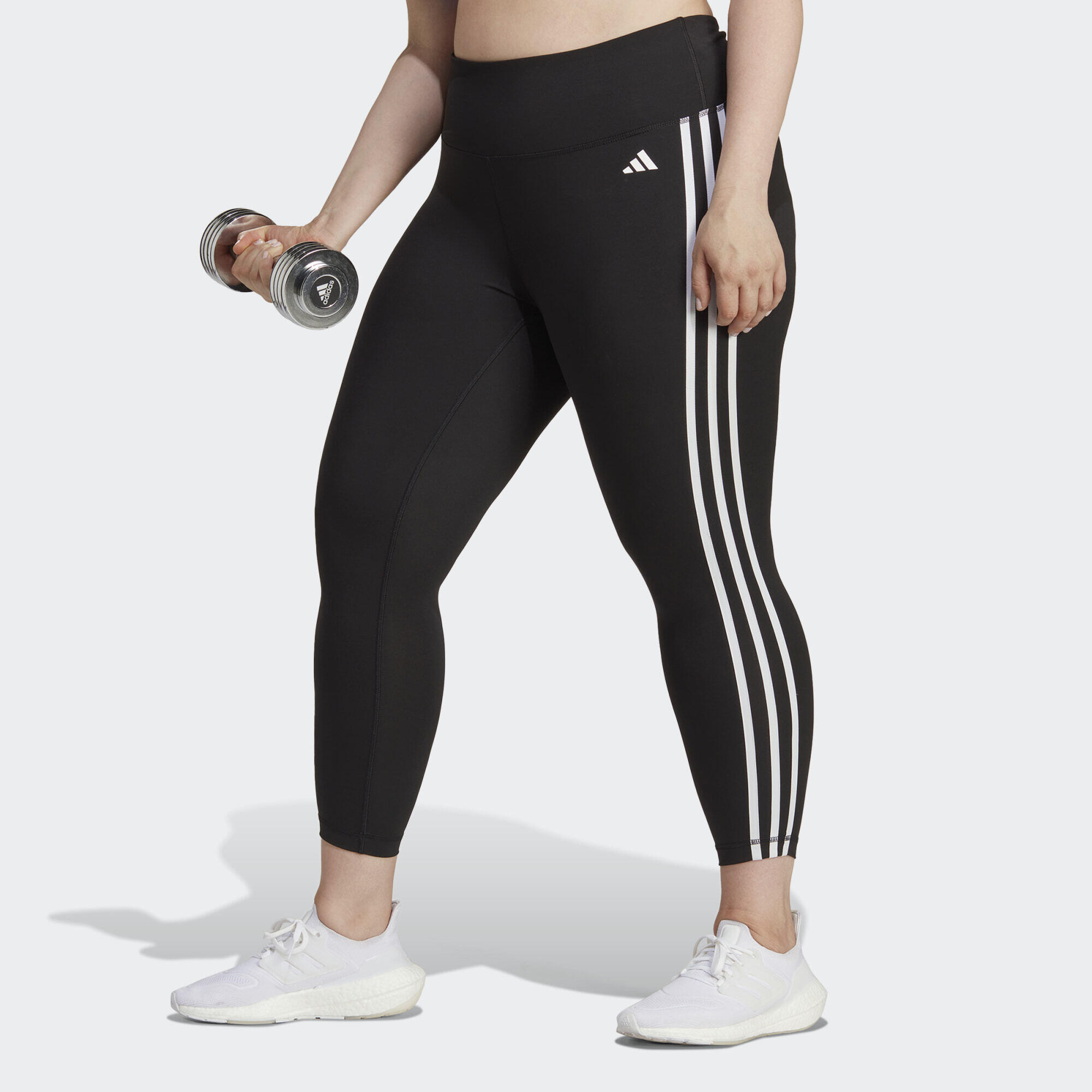 Train Essentials 3-Stripes High-Waisted 7/8 Leggings (Plus Size) 1/5