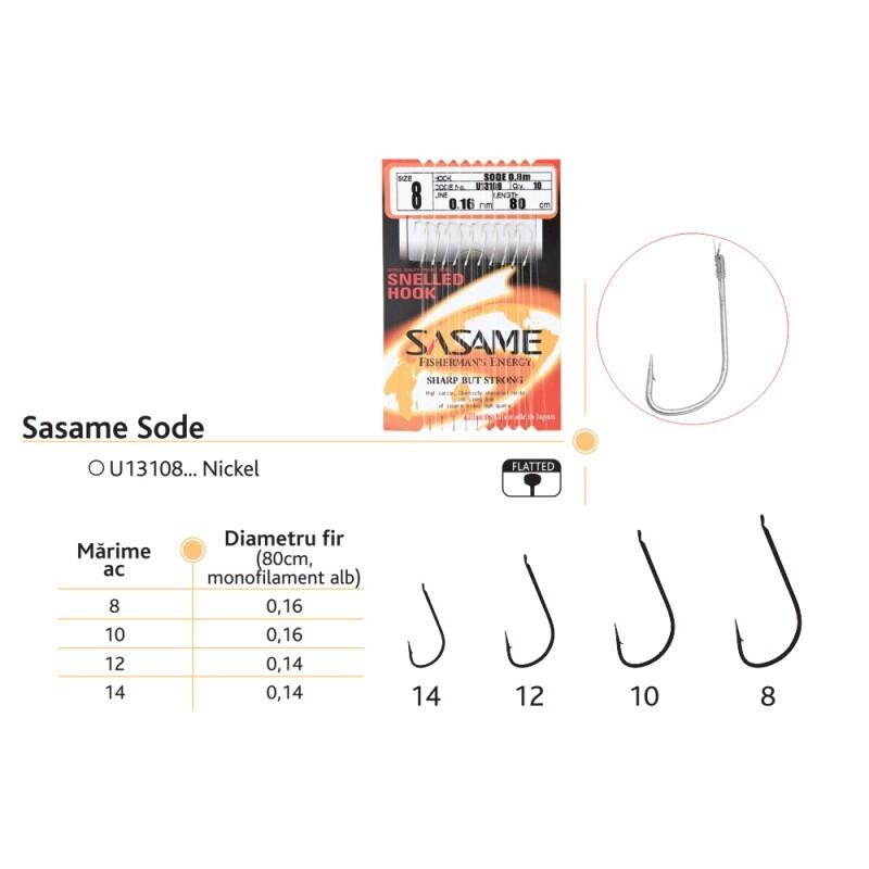 Carlige legate Sasame Sode U13108 Nickel, 10 buc, linie 80 cm, 8