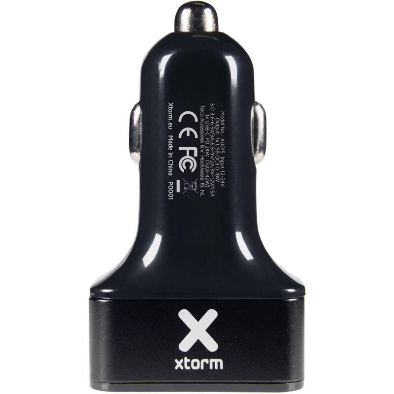 Carregador para automóvel Xtorm com 3 portas USB, carregador compacto de 36 W