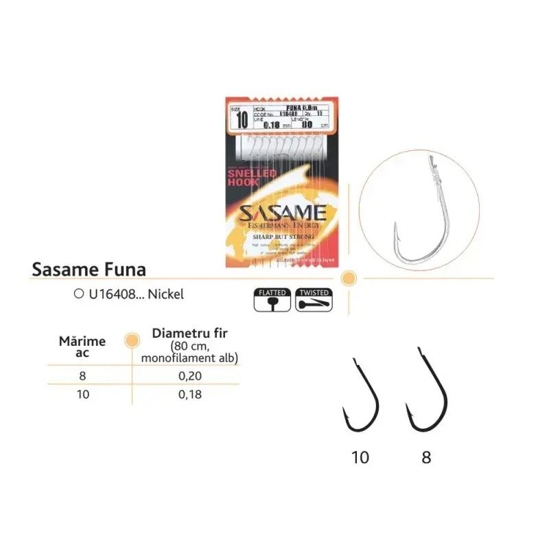 Ace legate Sasame Funa U16408, nylon alb 80 cm, 10 buc/plic, 12 2/2