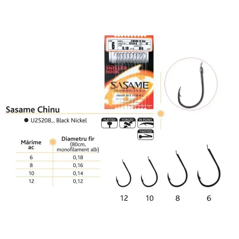 Carlige legate Sasame Chinu, U252208, black nickel, 10 buc/plic, 8 2/2