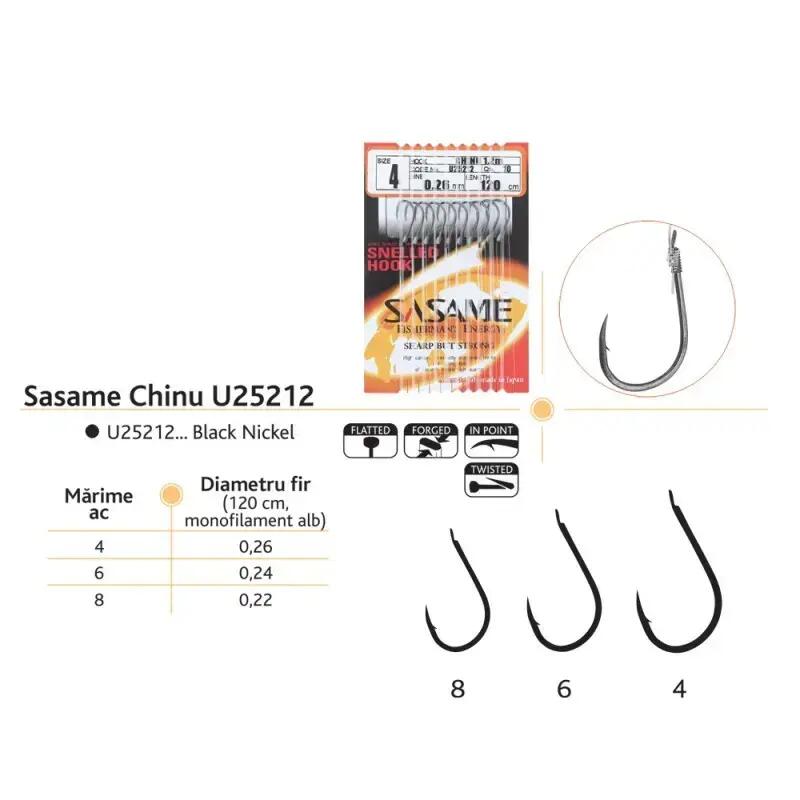 Carlige legate Sasame Chinu U25212, nylon alb 120 cm, 10 buc/plic, 8 2/2